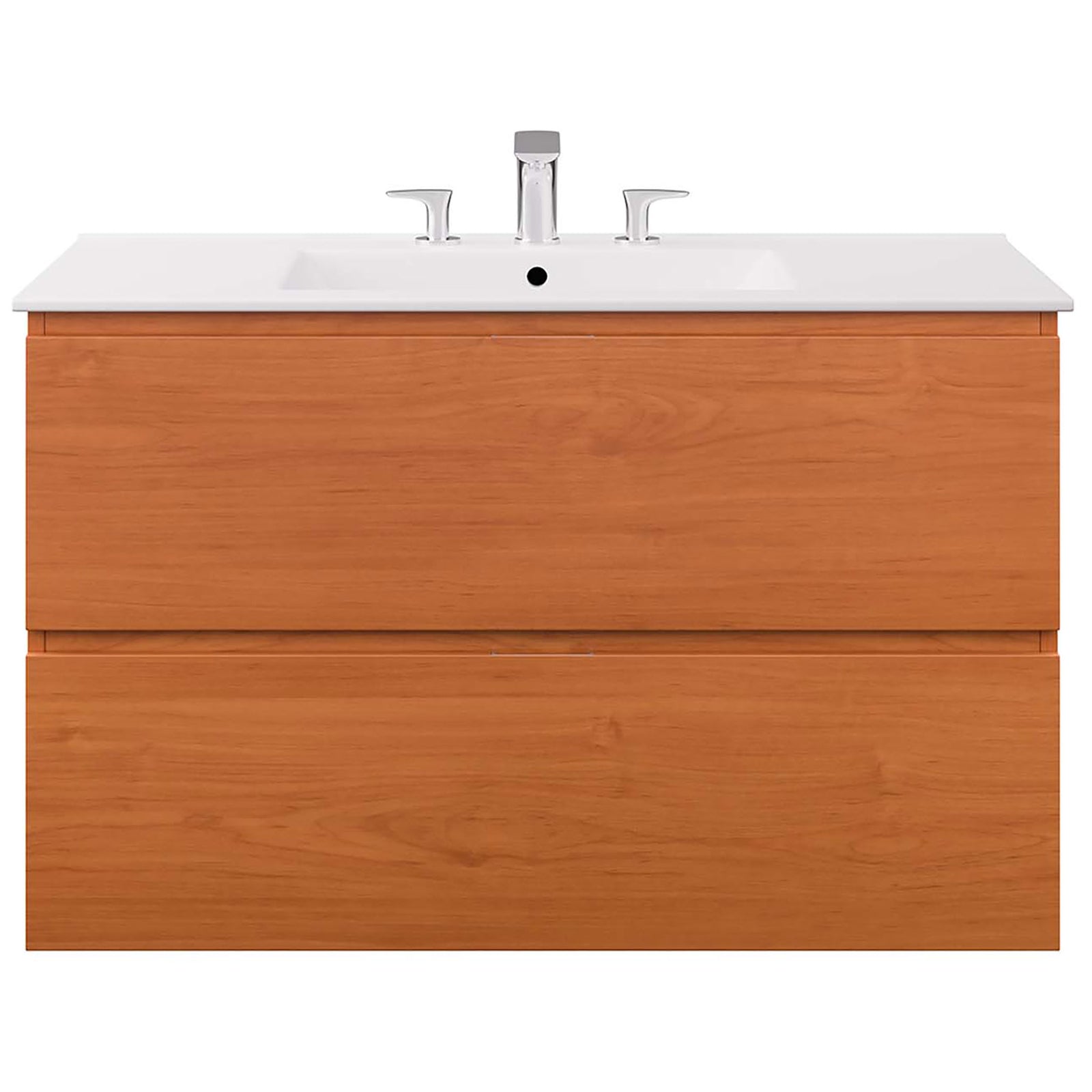 36 inch floating vanity with expansive storage and a clean white integrated sink || EEI-5813-CHE-WHI || front_studio