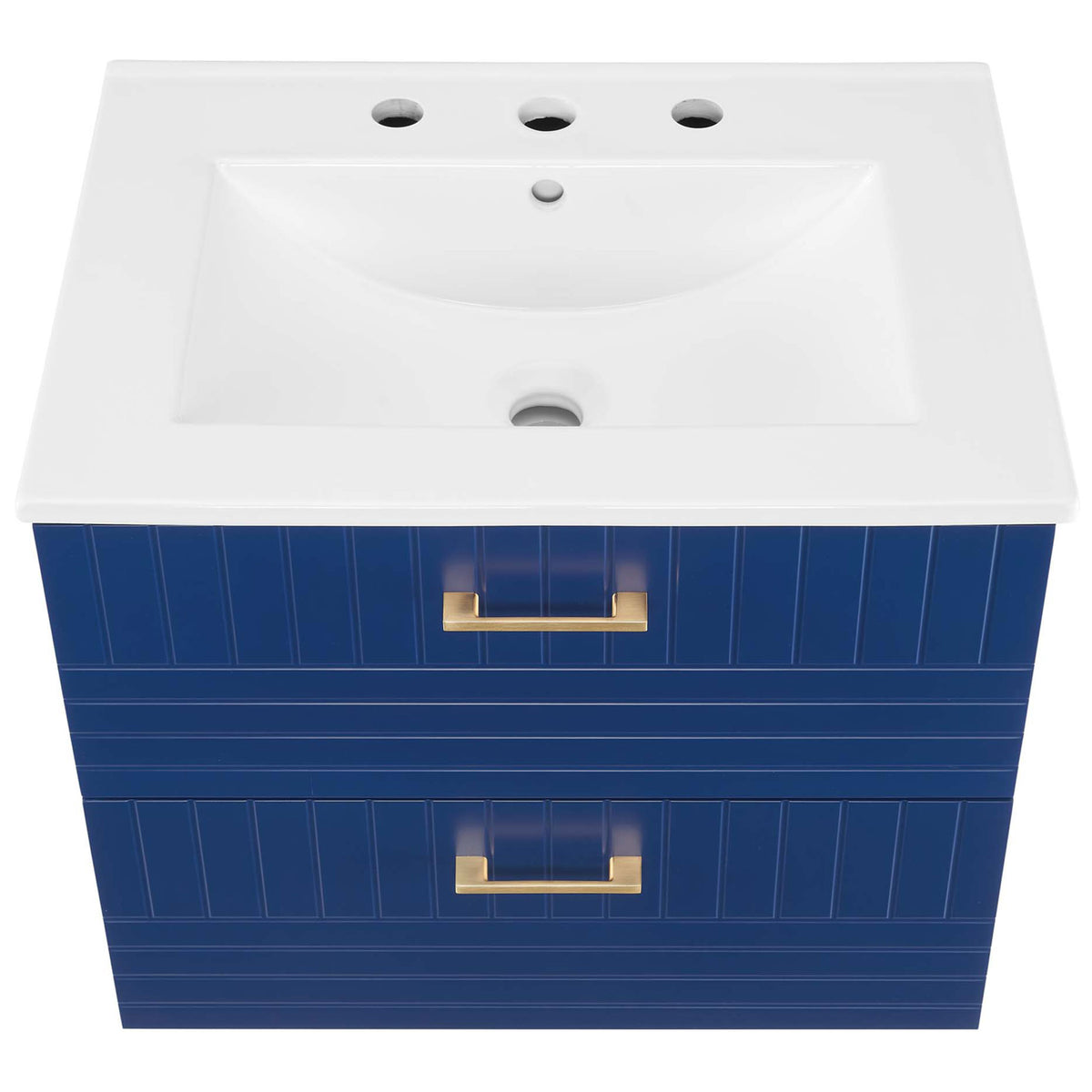 Spacious ceramic basin with clean edges and 8-inch widespread faucet holes || EEI-5818-BLU-WHI || top_studio