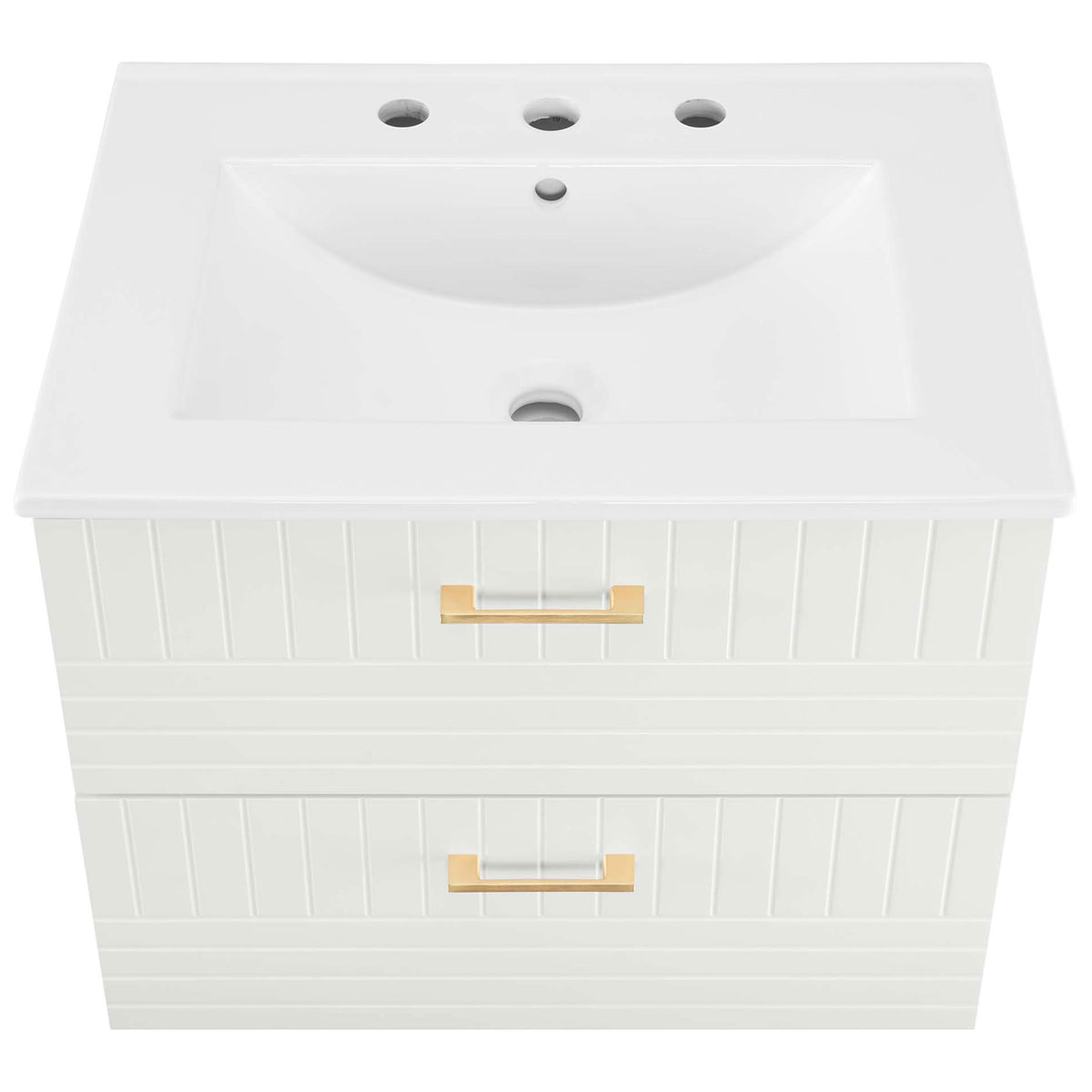 Integrated rectangular basin with 8-inch widespread faucet holes and a gently sloped bowl || EEI-5818-WHI-WHI || top_studio