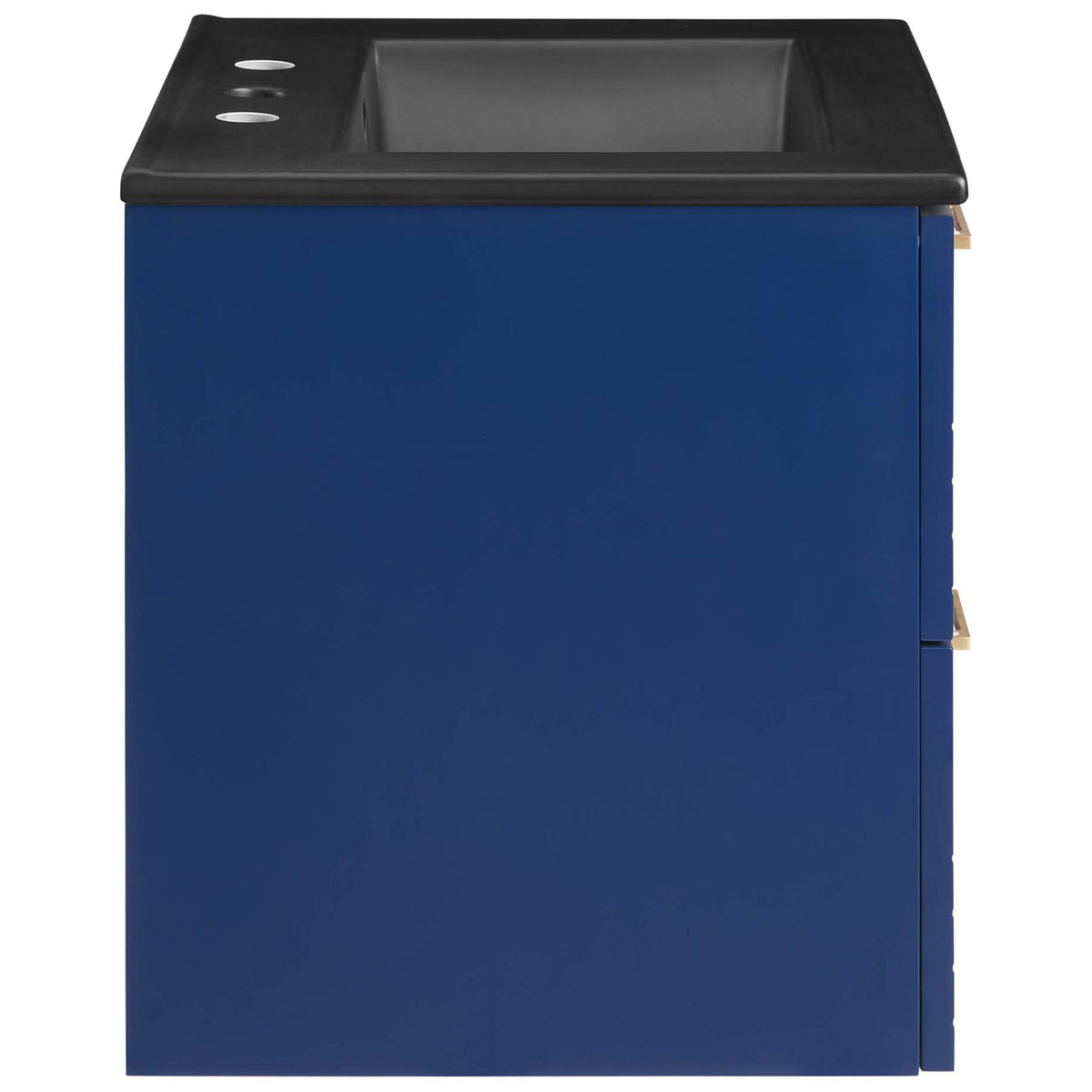 Clean side profile highlights the deep blue finish and flush, vertical paneling. || EEI-5820-BLU-BLK || side_studio