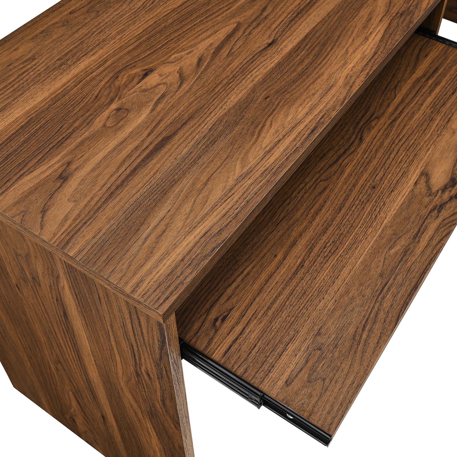 Smooth-glide keyboard tray enhances ergonomics while preserving a clean desktop. || EEI-5821-WAL || storage_open_studio