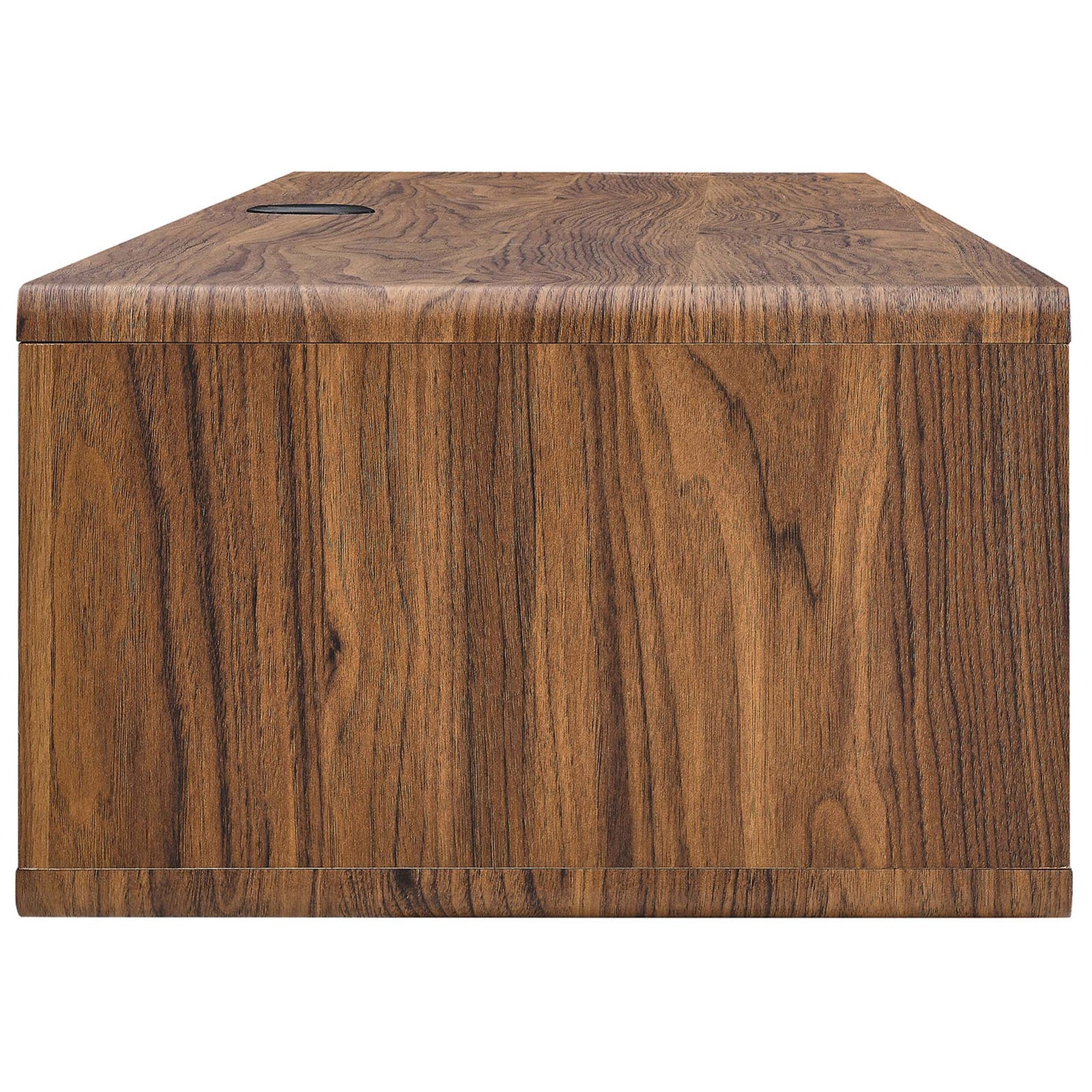 Streamlined walnut profile highlights the durable wood grain laminate and slim silhouette || EEI-5864-WAL-WHI || side_studio