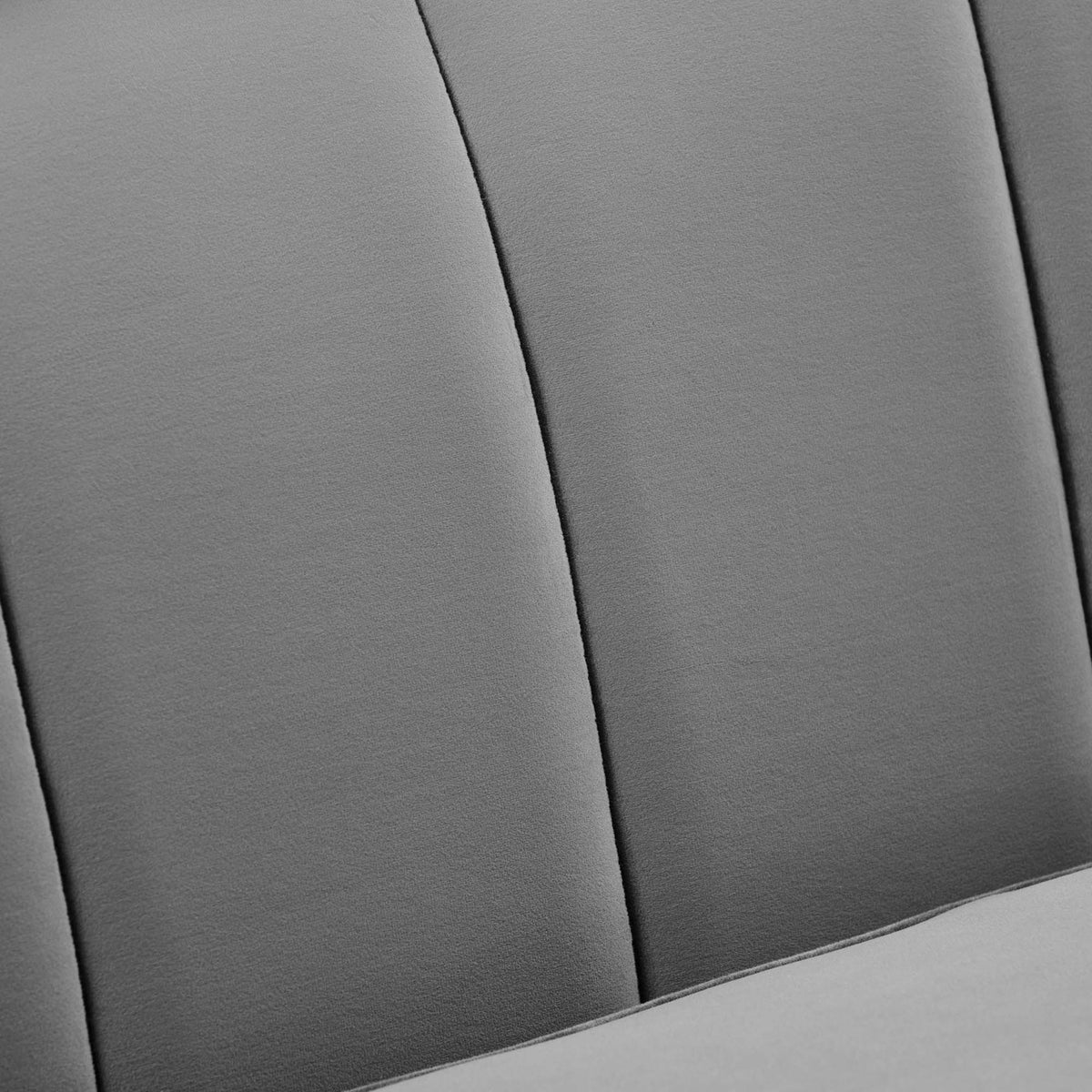 Soft gray performance velvet upholstery with vertical channel tufting || EEI-5874-GRY || swatch_studio
