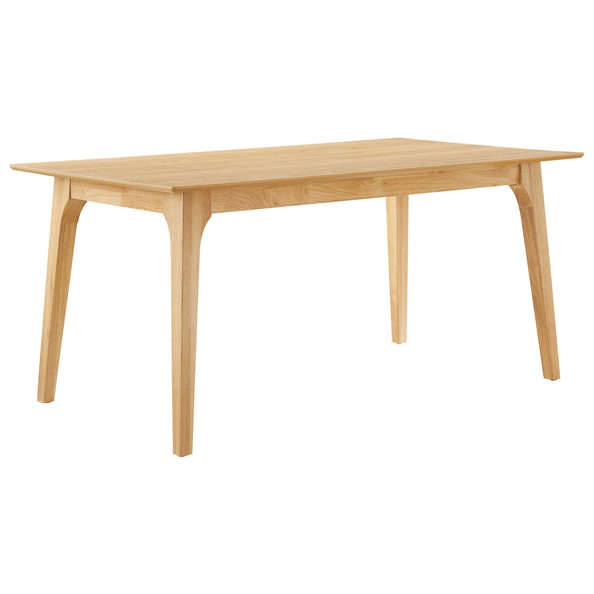 Oak rectangular dining table with slender tapered legs and a spacious wood grain top || EEI-6017-OAK-OAK || front_angle_studio