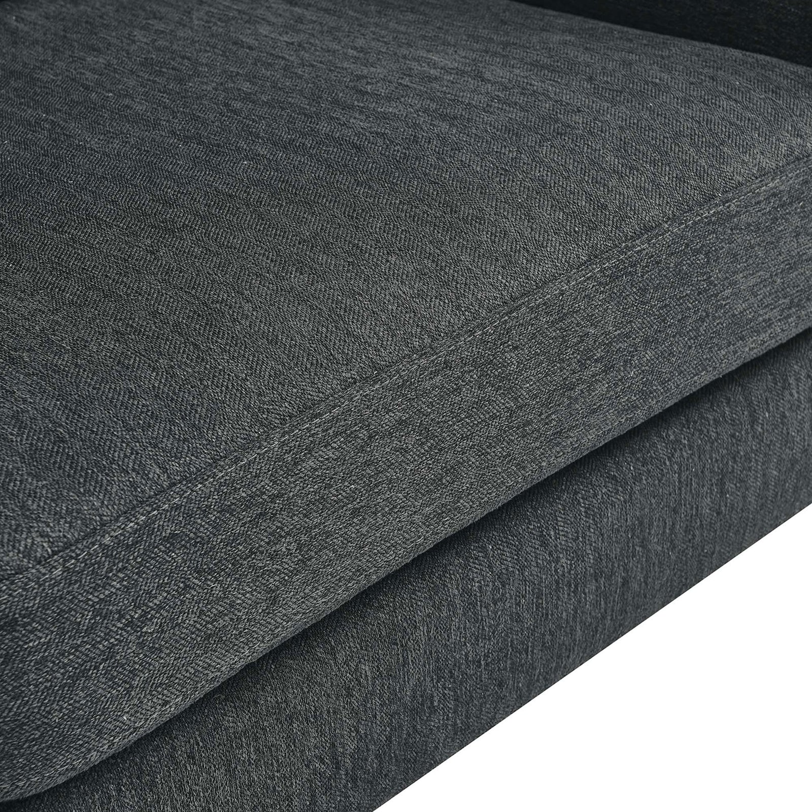 Close-up of the Corland loveseat seat cushion highlighting soft woven texture and neatly tailored seams || EEI-6021-CHA || detail_studio