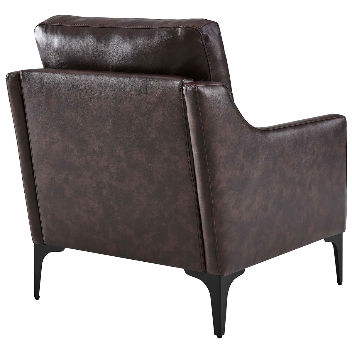 Clean-lined back with smooth leather upholstery and crisp stitching for a polished look || EEI-6022-BRN || back_angle_studio