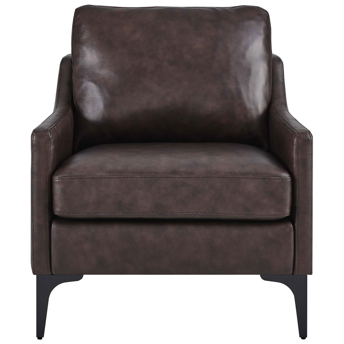 Plush pillow back and generously cushioned seat deliver inviting comfort in rich brown leather || EEI-6022-BRN || front_studio