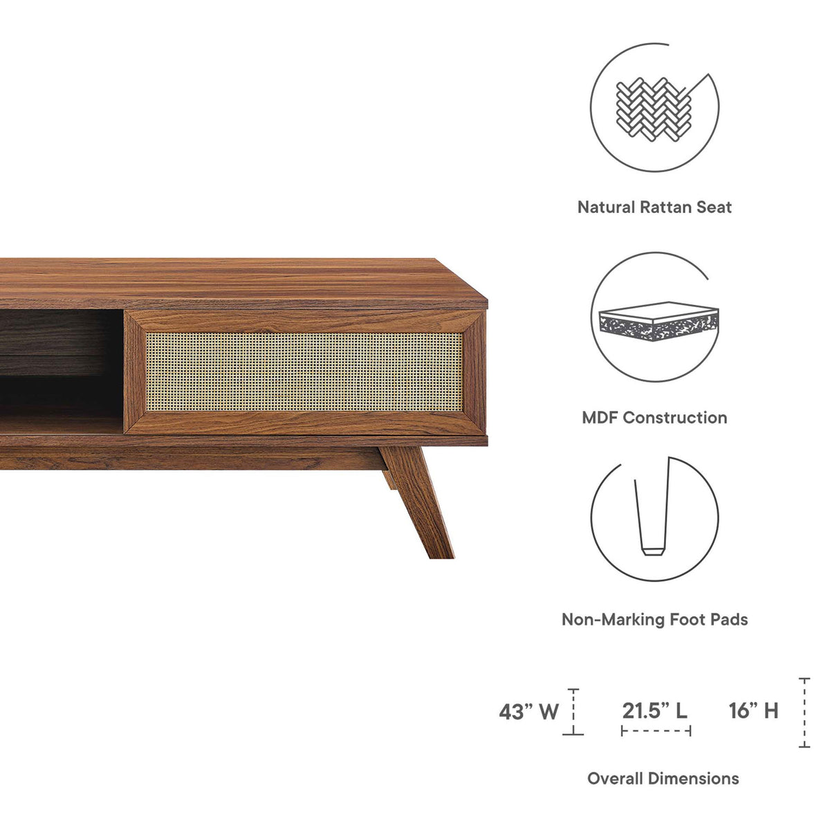 Natural rattan door, MDF construction, non-marking foot pads, and smart proportions || EEI-6041-WAL || dimension_studio