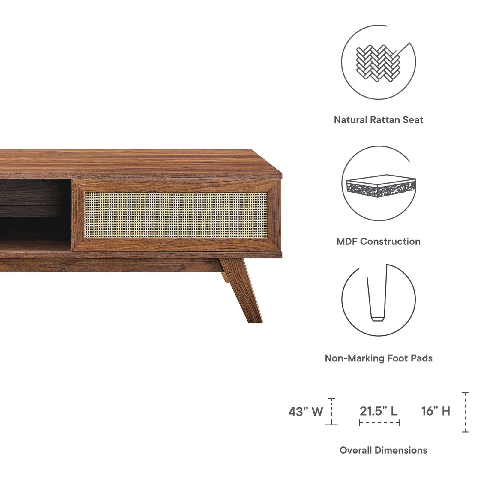 Natural rattan door, MDF construction, non-marking foot pads, and smart proportions || EEI-6041-WAL || dimension_studio
