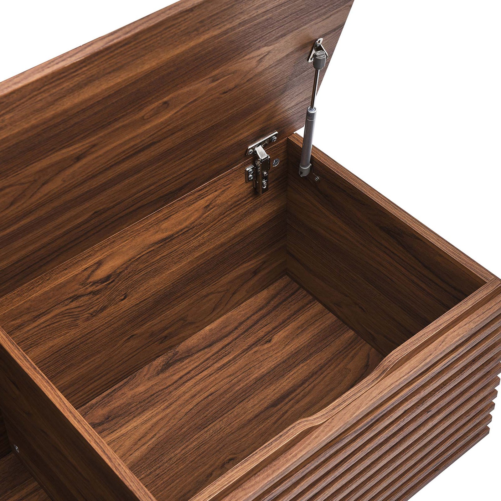 Hinged lid hardware and spacious wood-grain interior || EEI-6057-WAL || detail_studio