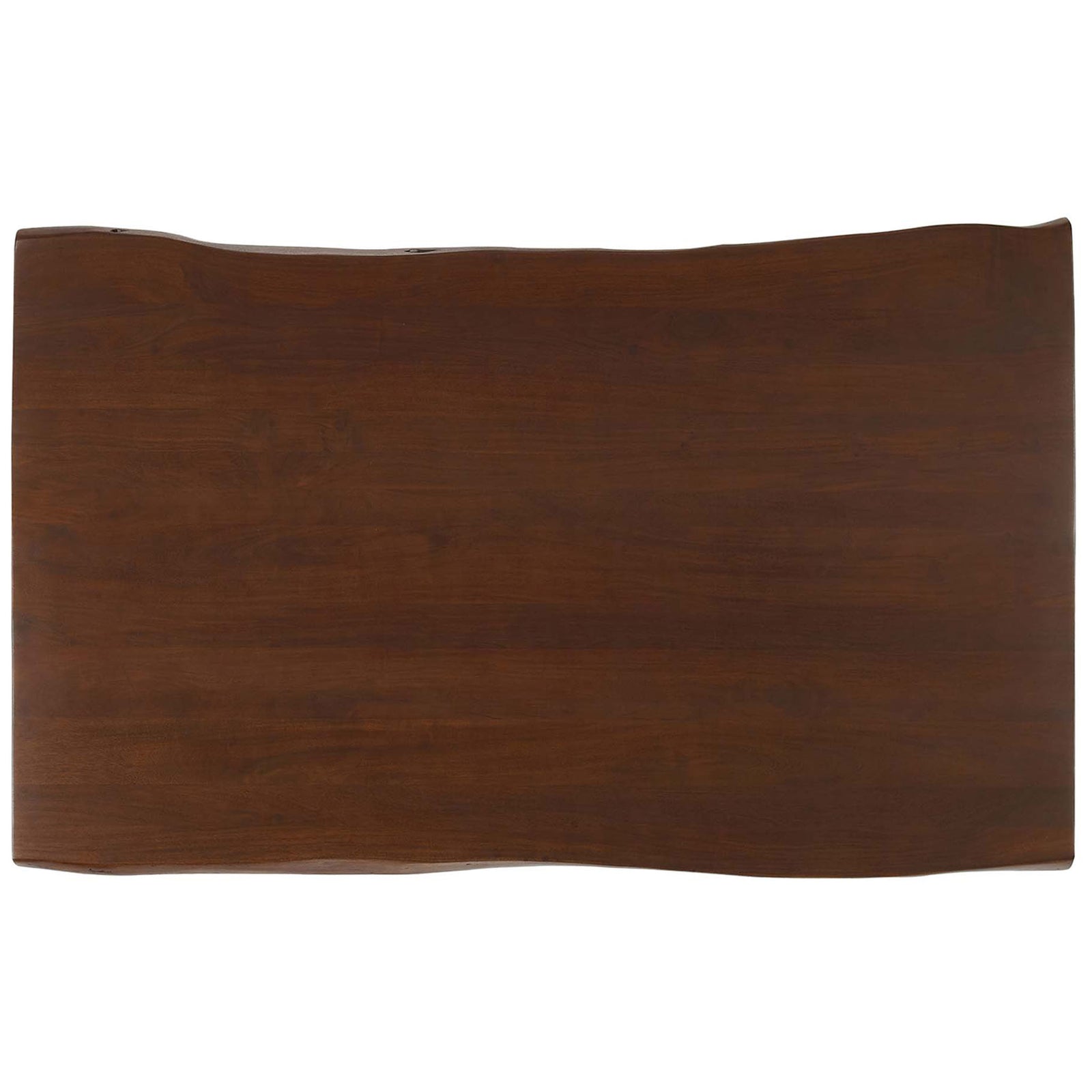 Live edge acacia tabletop displaying rich walnut grain, organic curves, and smooth finished surface || EEI-6059-GLD-WAL || top_studio