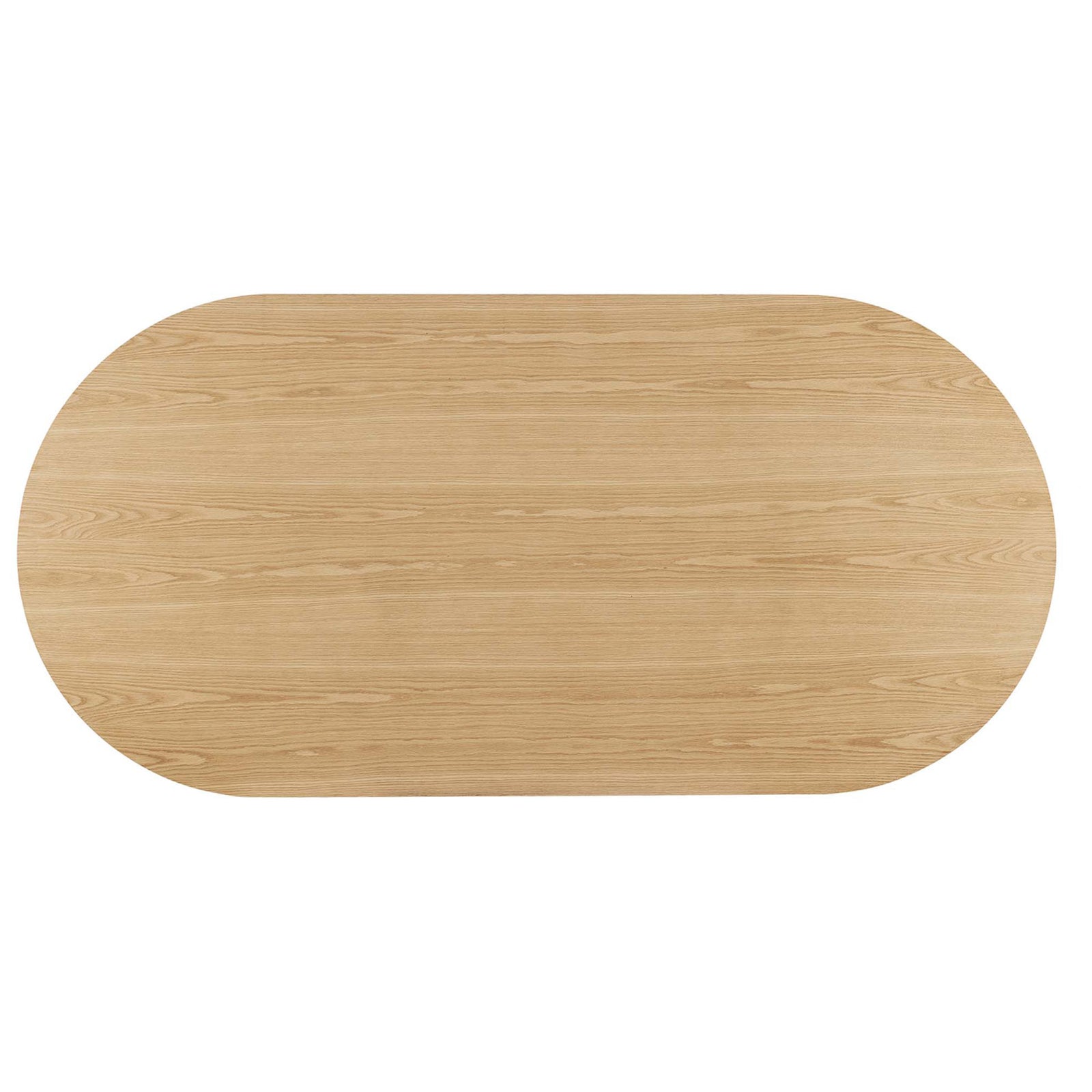 Generous oval tabletop surface in a light oak finish showcasing continuous, organic wood grain pattern || EEI-6065-OAK-SET || top_studio