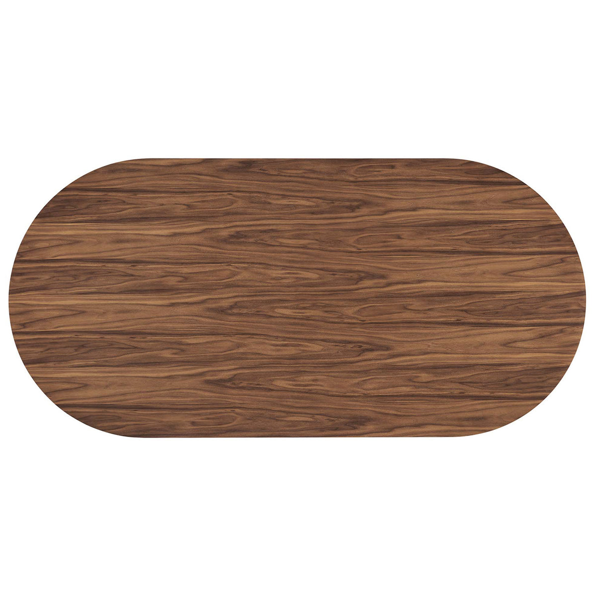 Walnut veneer tabletop with flowing organic grain pattern and softly rounded oval edges || EEI-6065-WAL-SET || top_studio