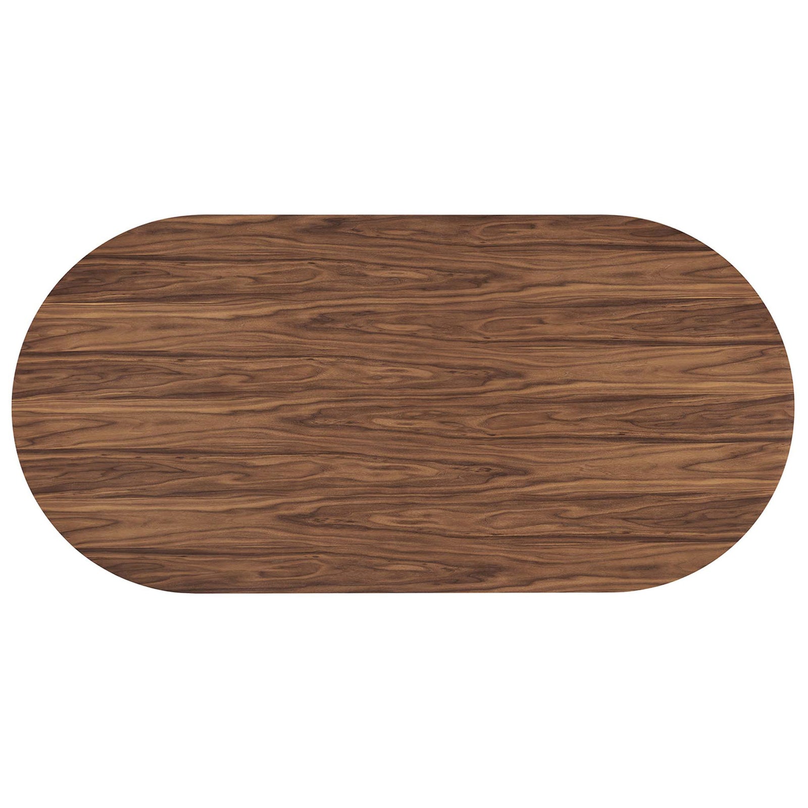 Walnut veneer tabletop with flowing organic grain pattern and softly rounded oval edges || EEI-6065-WAL-SET || top_studio