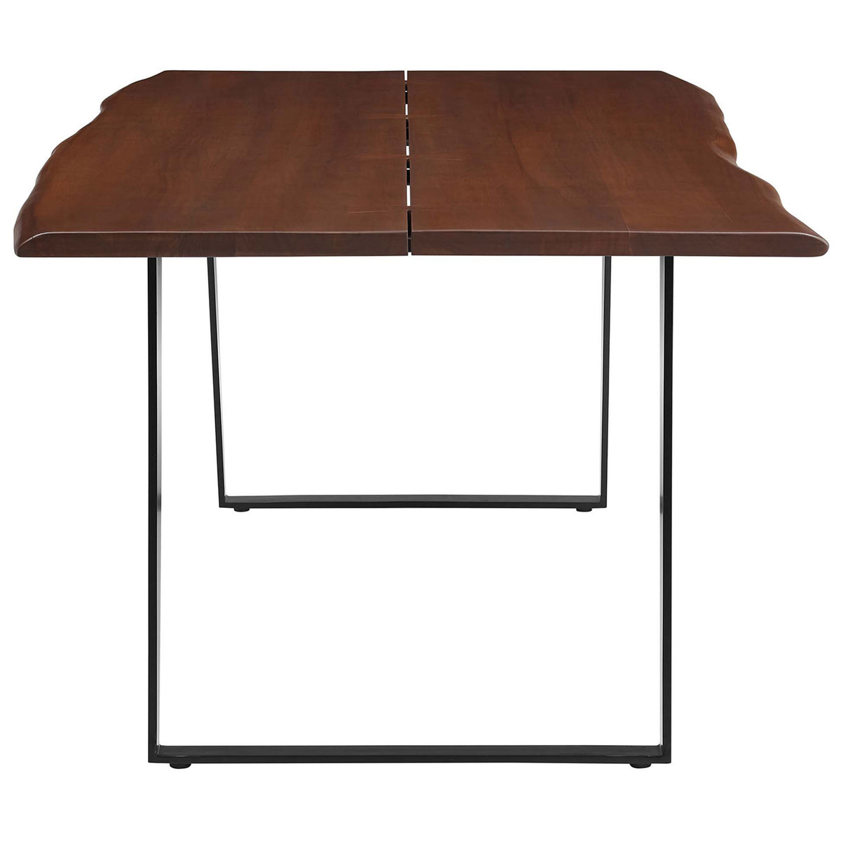 The 74 in Viggo dining table showcases center plank detail and softly contoured live edges || EEI-6069-BLK-WAL || side_studio