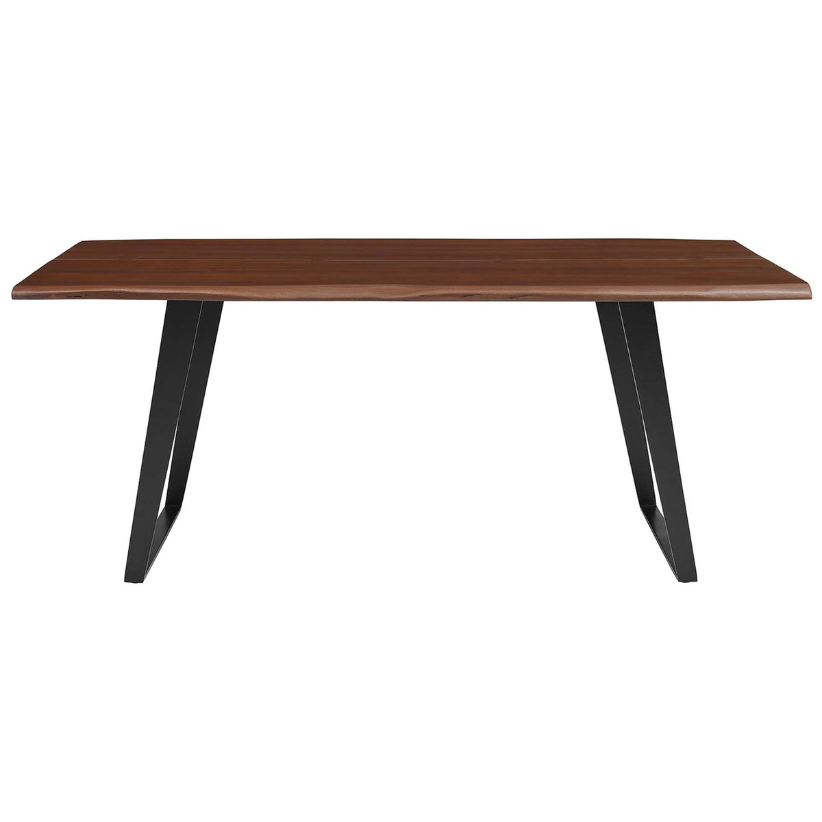 Elongated profile of the 74 in table highlights slim legs and expansive wooden surface || EEI-6069-BLK-WAL || front_studio