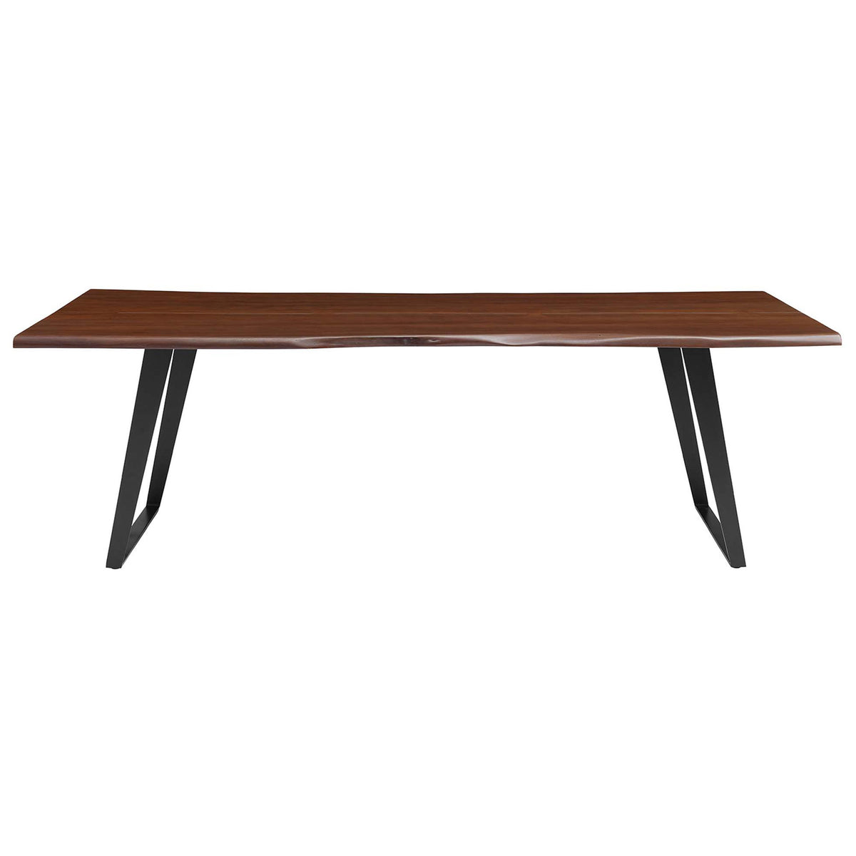 Long profile of the 96 in table emphasizes slim metal base and expansive surface || EEI-6071-BLK-WAL || front_studio