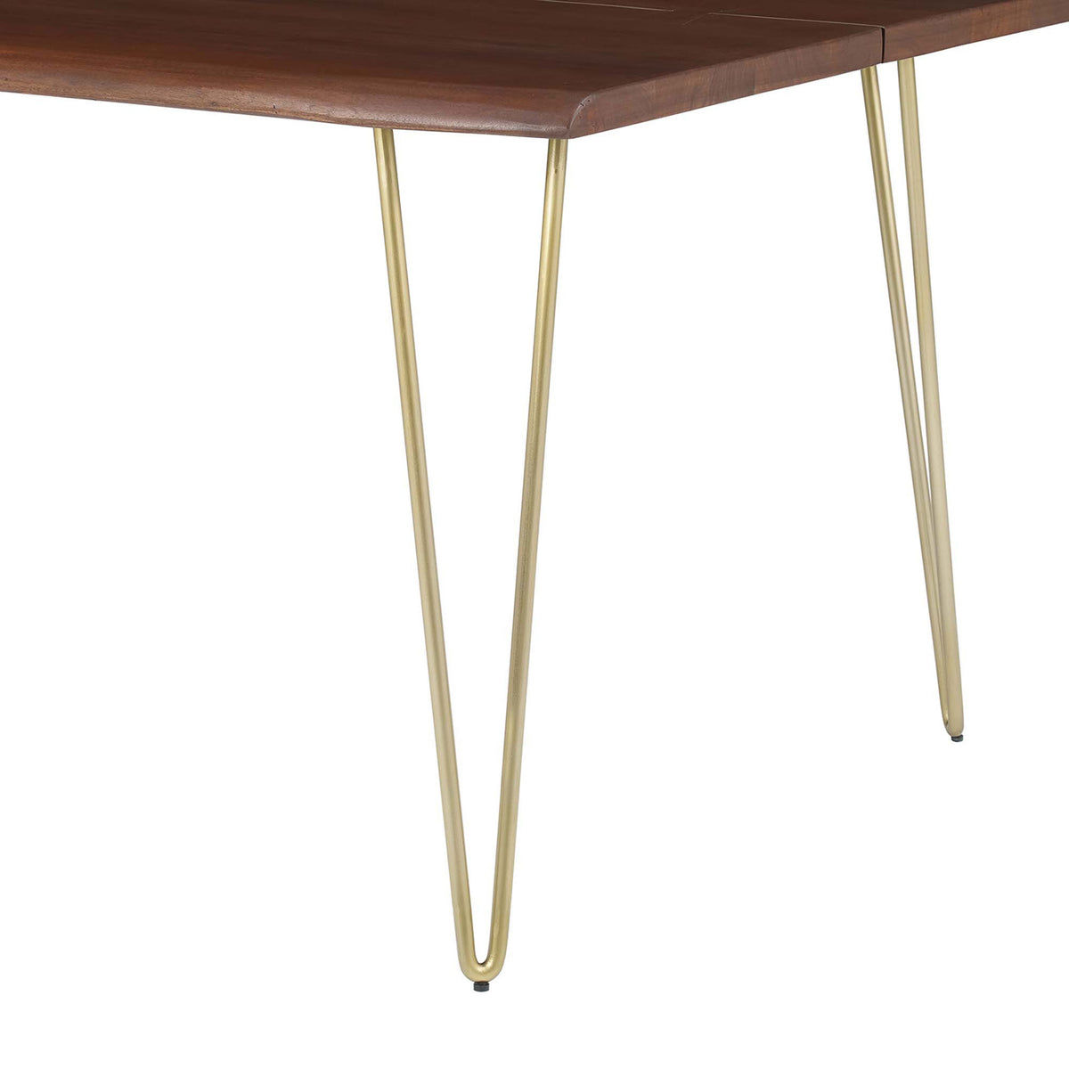 Gold hairpin leg and beveled tabletop edge combine for a refined, modern base on the Ardor 96 inch table || EEI-6072-GLD-WAL || leg_studio
