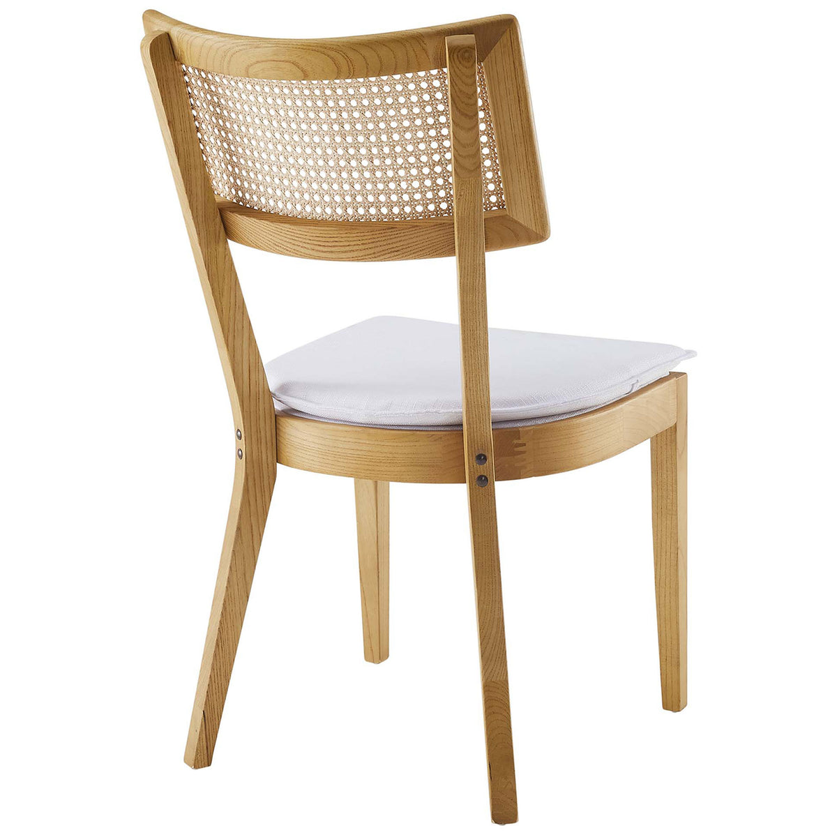 Back view showcases the wide woven rattan panel framed by smooth natural wood for a classic look || EEI-6080-NAT-WHI || back_studio