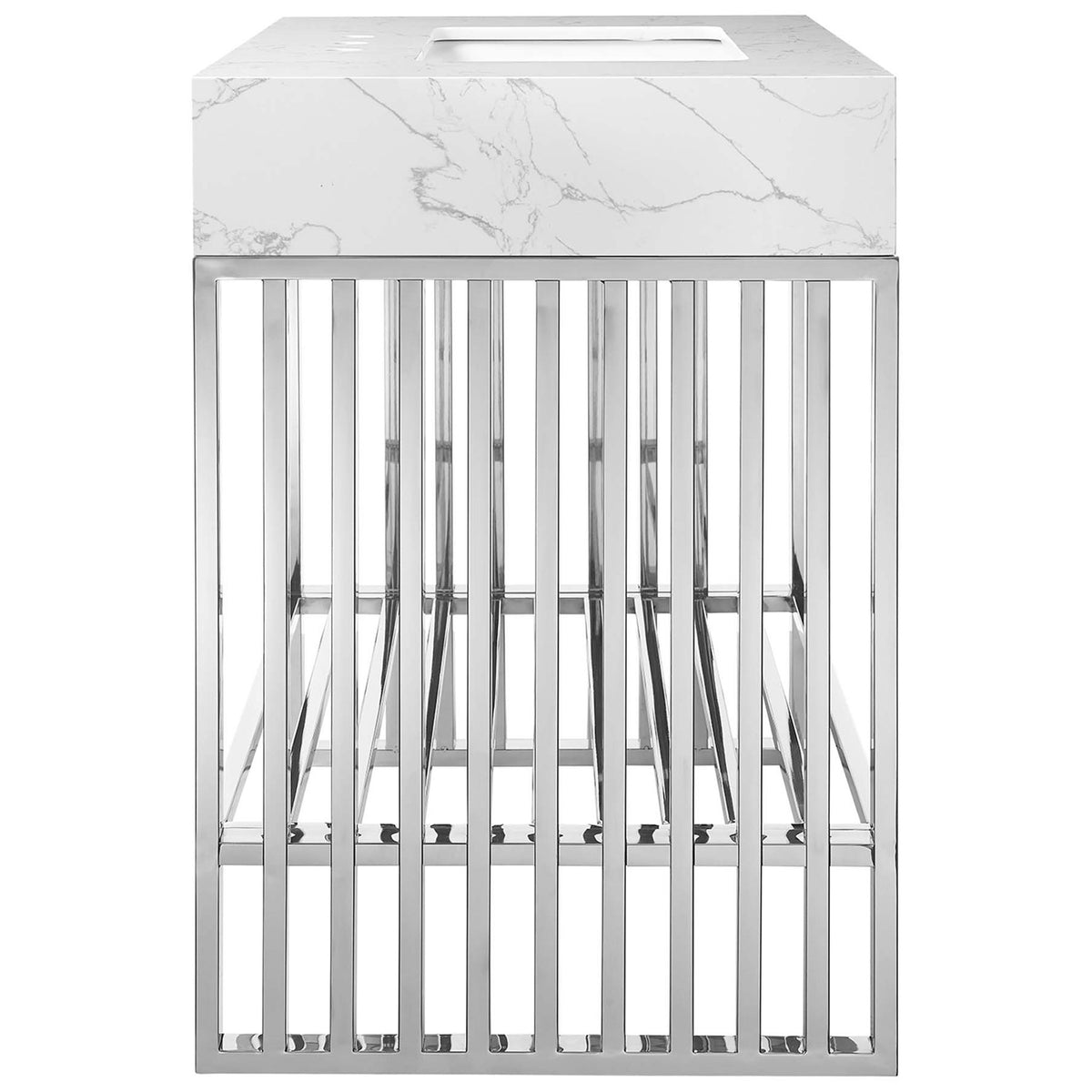 Refined vertical-bar profile with open storage || EEI-6107-WHI-SLV || side_studio