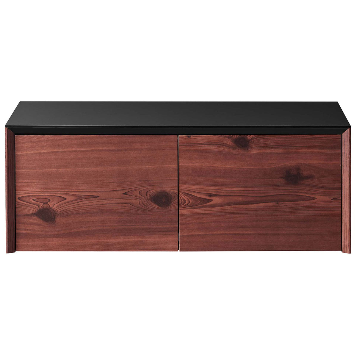 Black cherry wall cabinet with twin magnetic doors and sleek black top || EEI-6205-BLK-CHE || front_studio