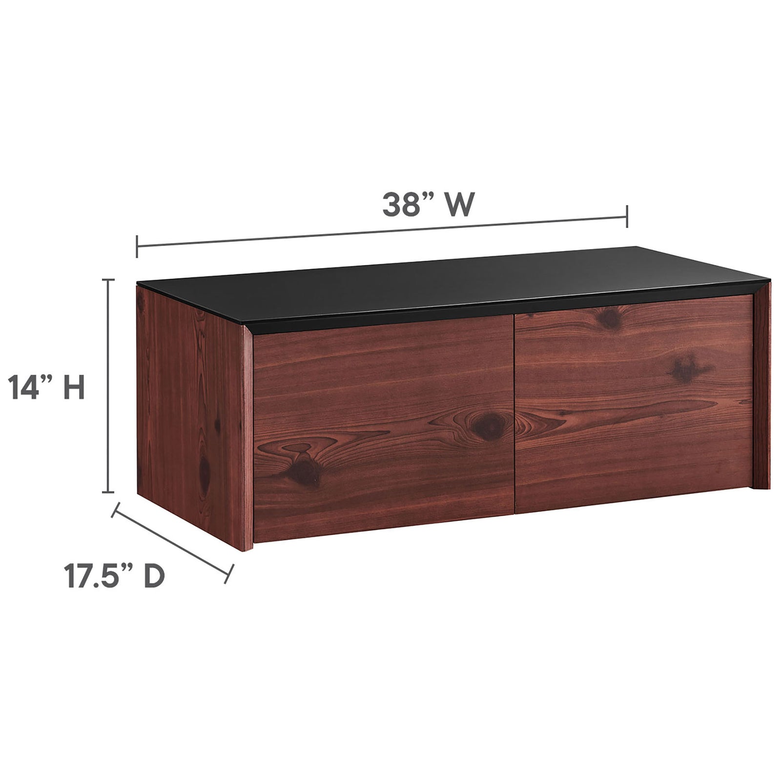 Wall cabinet with white dimension callouts for width, height, and depth || EEI-6205-BLK-CHE || dimension_studio