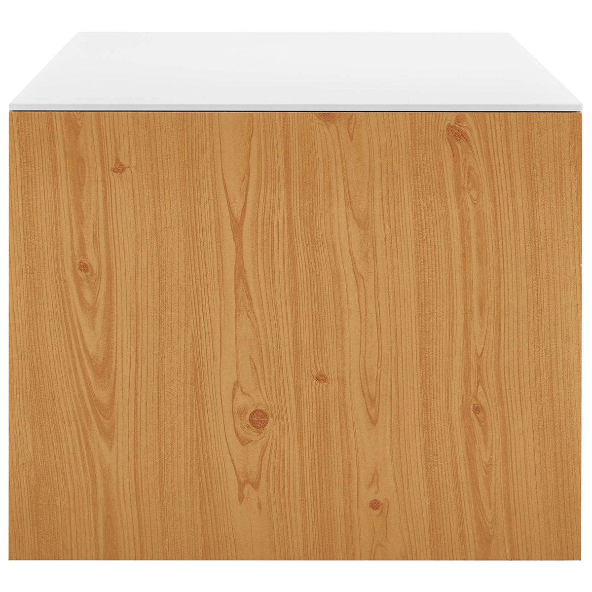 Natural wood cabinet side panel with subtle grain and white top || EEI-6205-WHI-NAT || side_studio