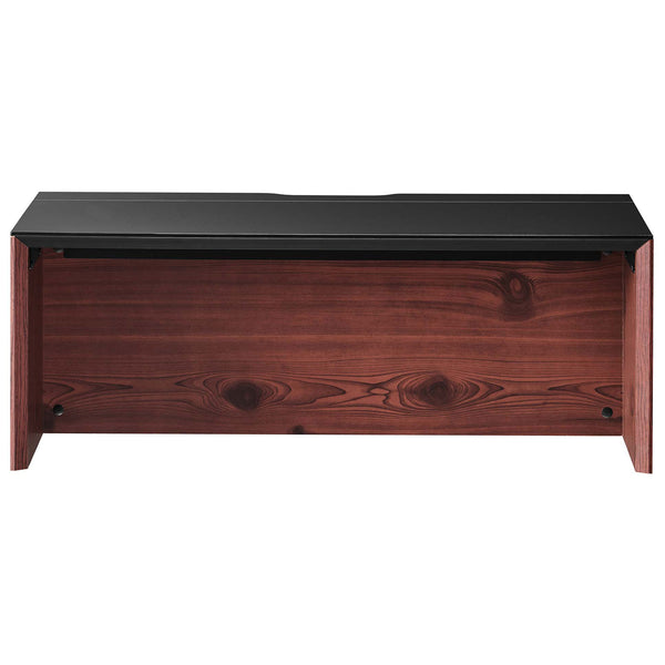 Floating wall desk in black cherry with a sleek black top and clean, modern lines || EEI-6206-BLK-CHE || front_studio