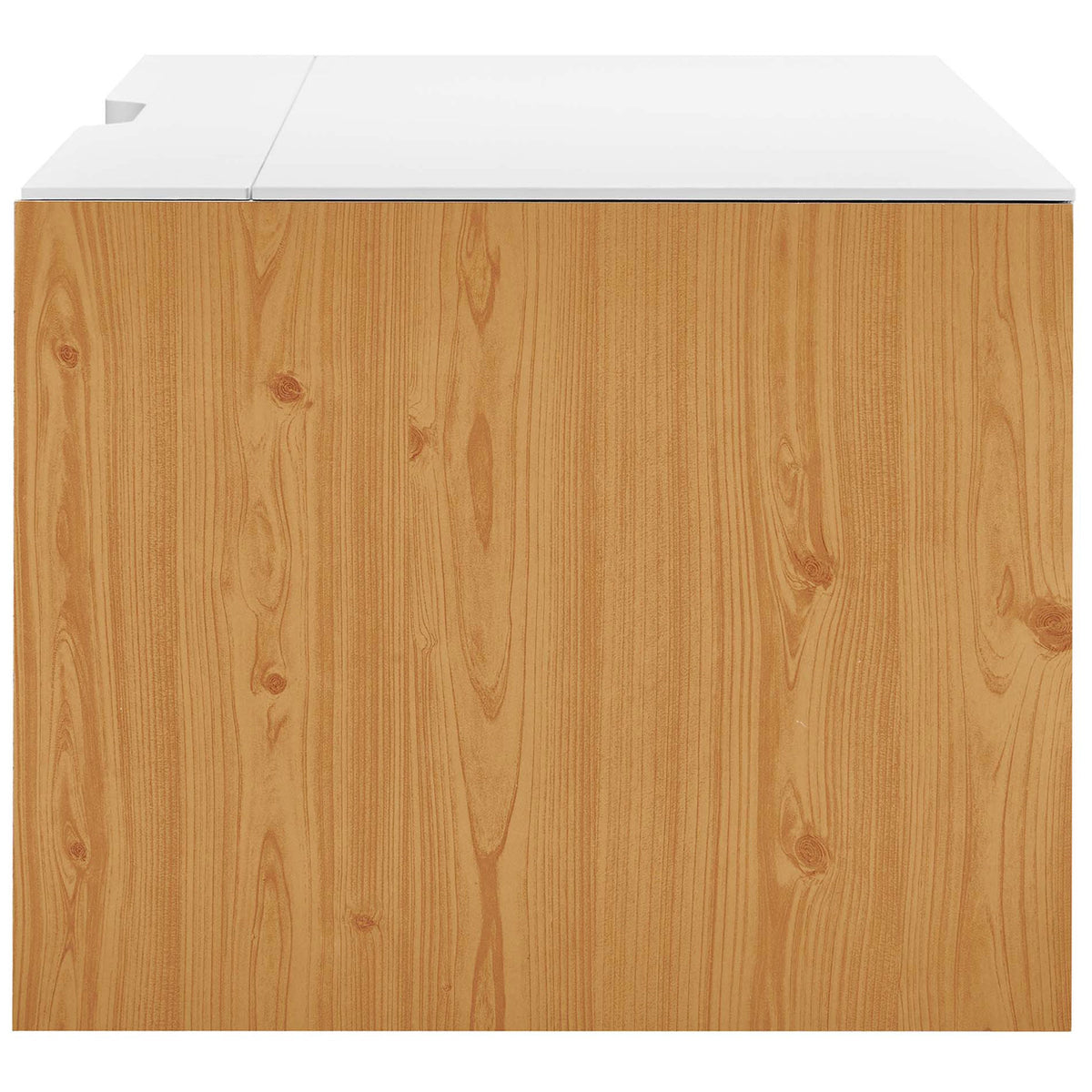 Streamlined profile highlights the natural wood sides and slim, low-profile design. || EEI-6206-WHI-NAT || side_studio