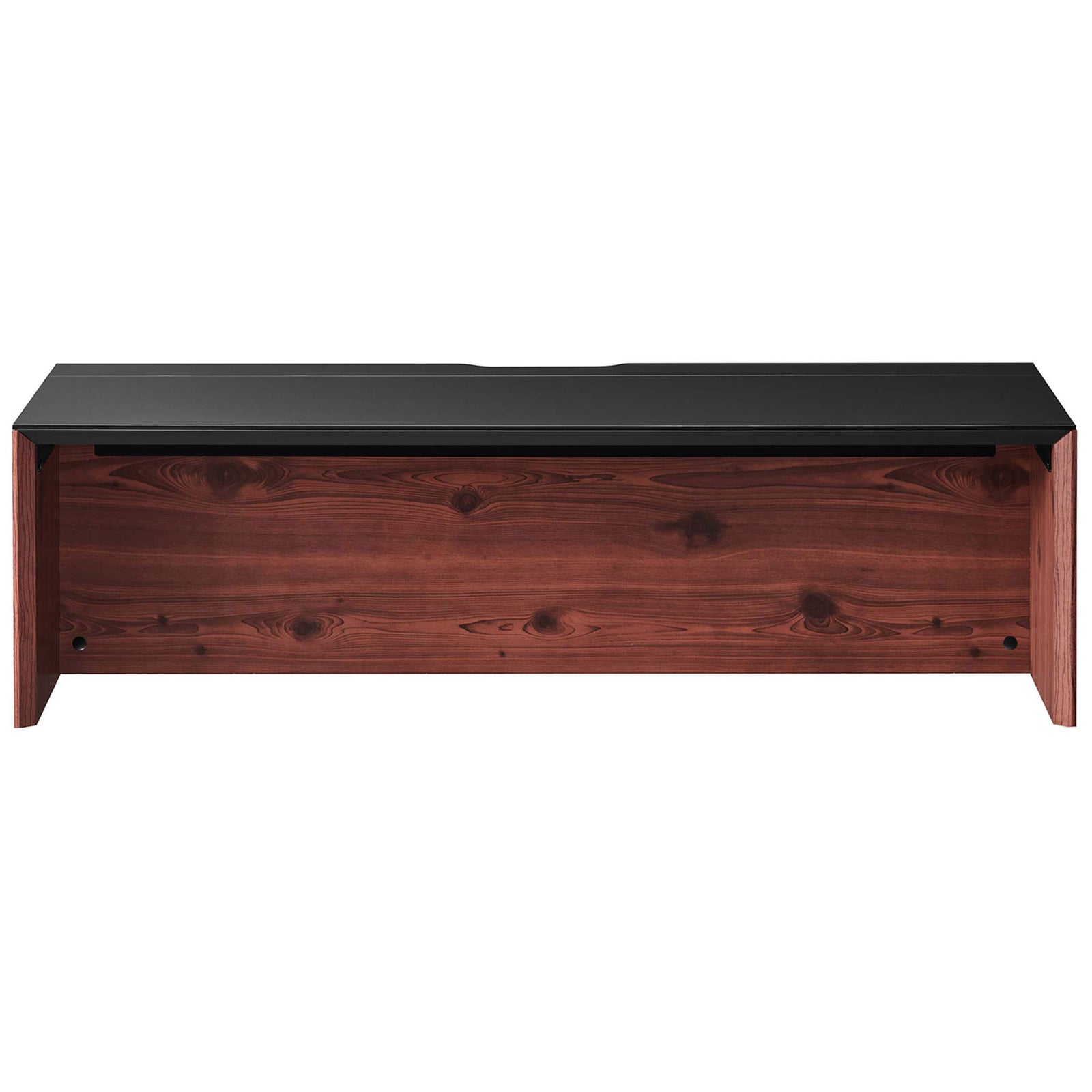 Wide floating wall desk in black cherry with an expansive black worktop || EEI-6207-BLK-CHE || front_studio