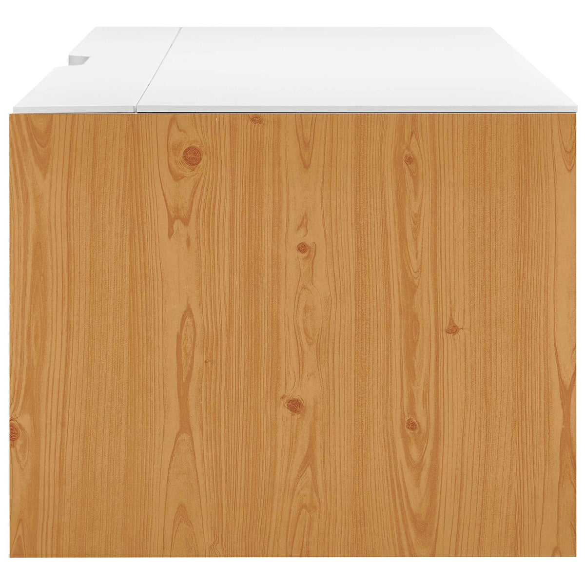 Sturdy build with smooth, wood-grain panels and clean edges. || EEI-6207-WHI-NAT || side_studio