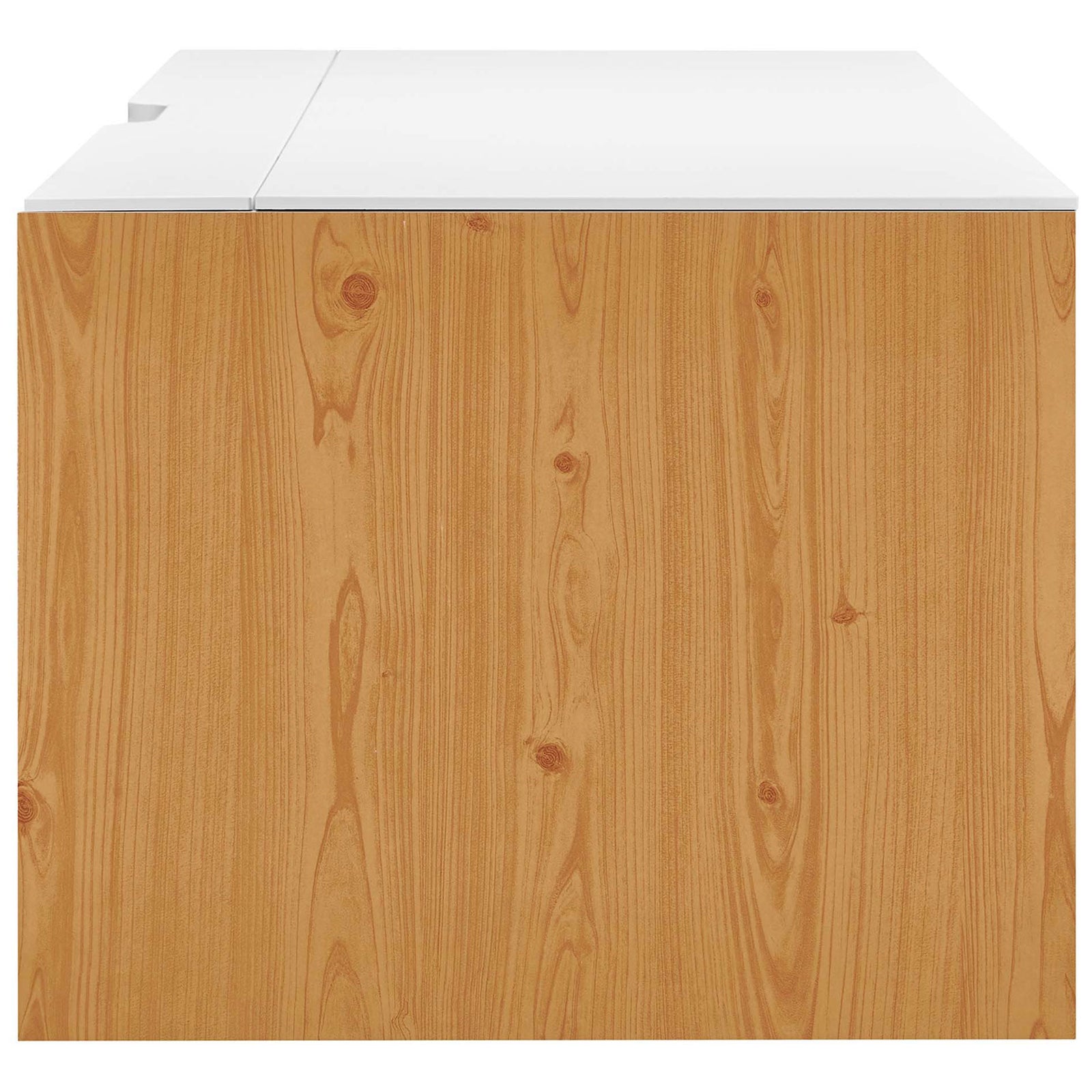 Sturdy build with smooth, wood-grain panels and clean edges. || EEI-6207-WHI-NAT || side_studio