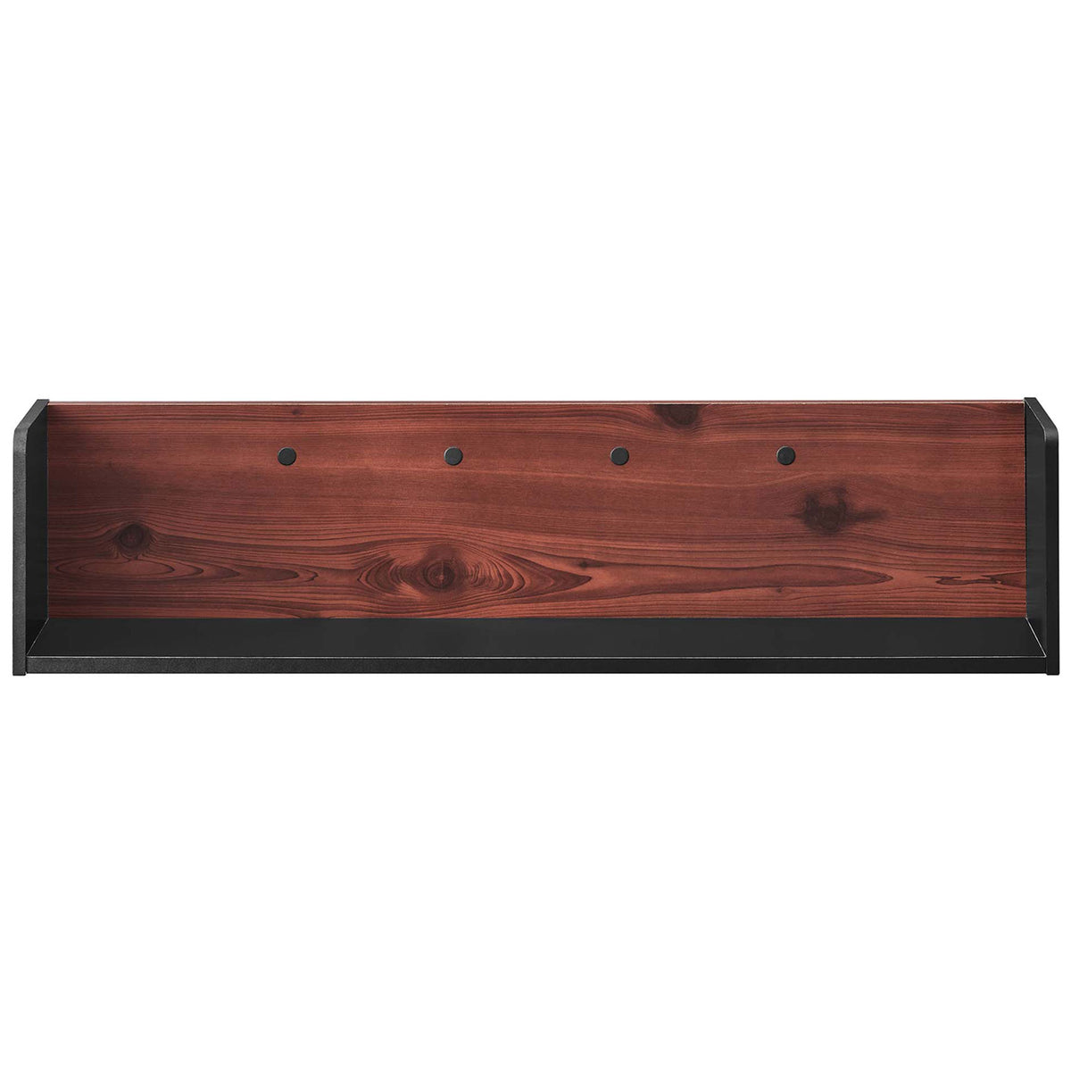 Black cherry wall-mount shelf with rich wood grain back panel and spacious open display surface. || EEI-6208-BLK-CHE || front_studio