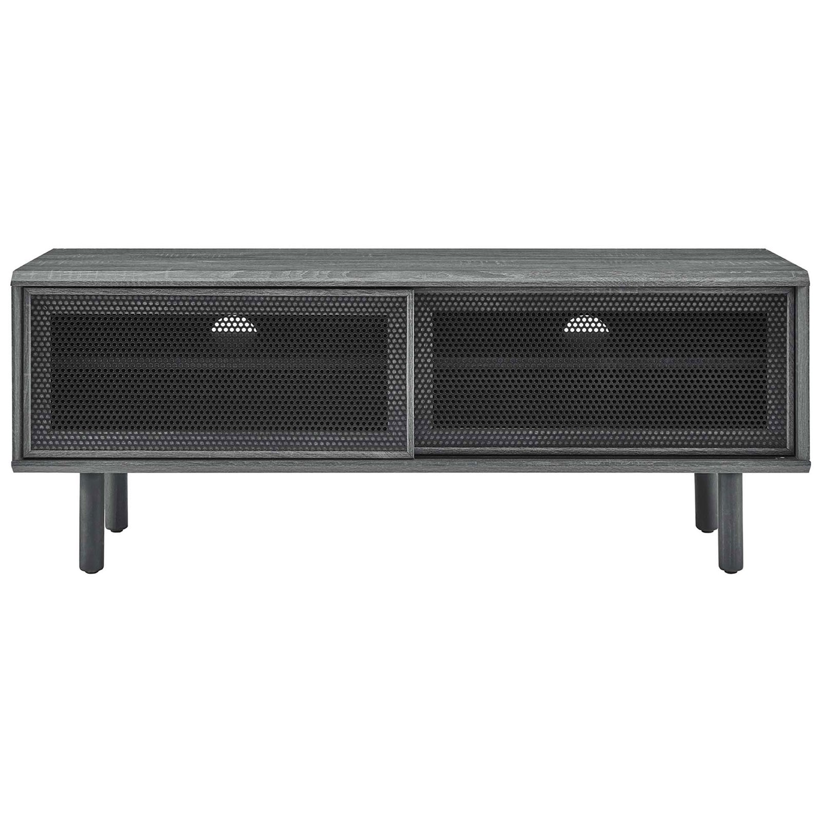 Charcoal 47 in TV stand with two mesh doors closing off generous concealed storage || EEI-6233-CHA || front_studio
