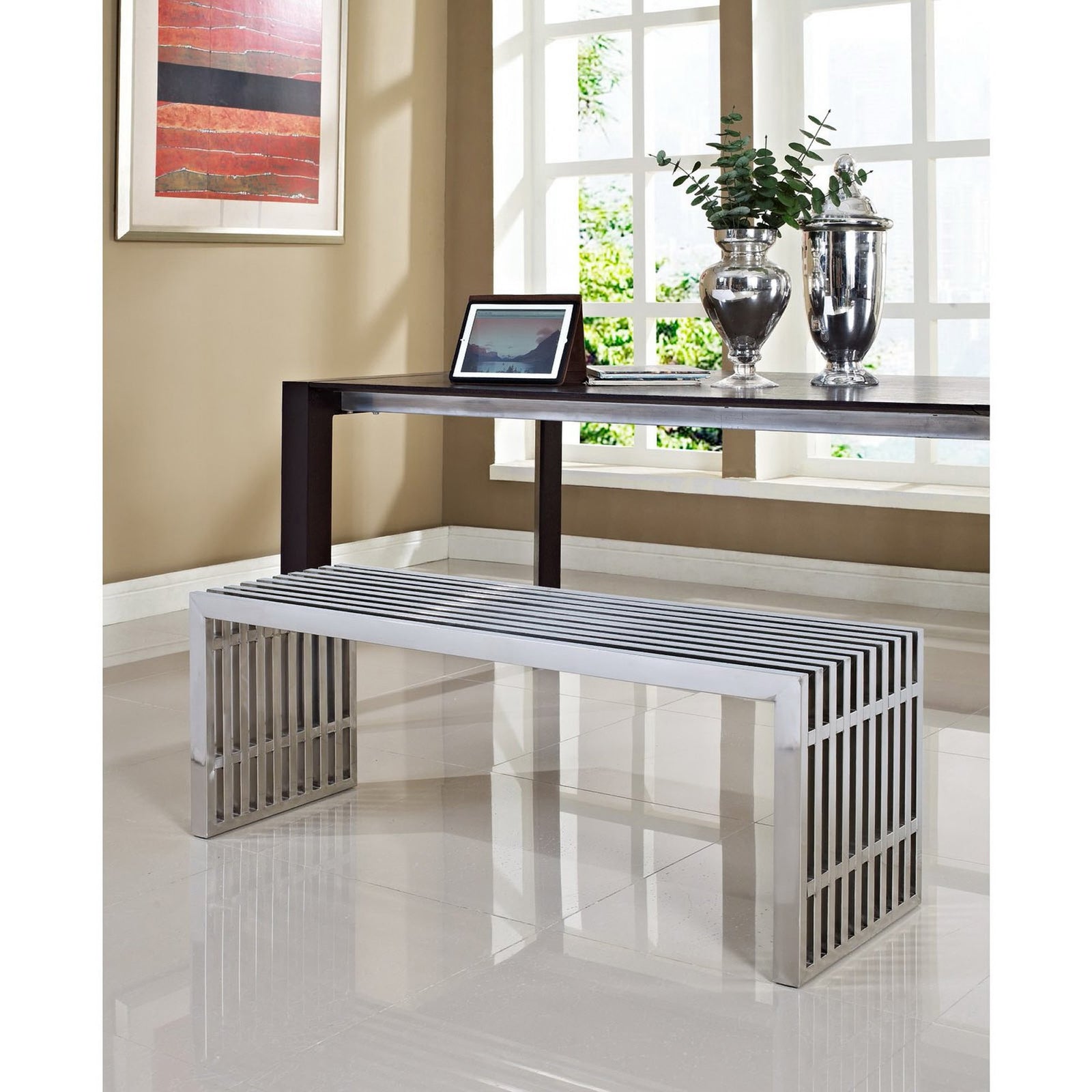 Gridiron Stainless Steel Bench Silver