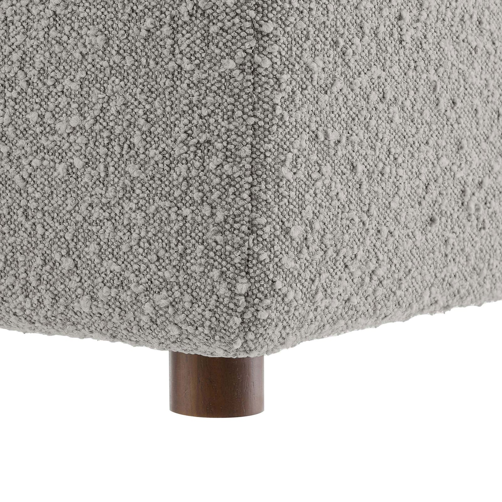 Textured boucle fabric and non-marking foot glides with sturdy wood feet || EEI-6257-LGR || leg_studio