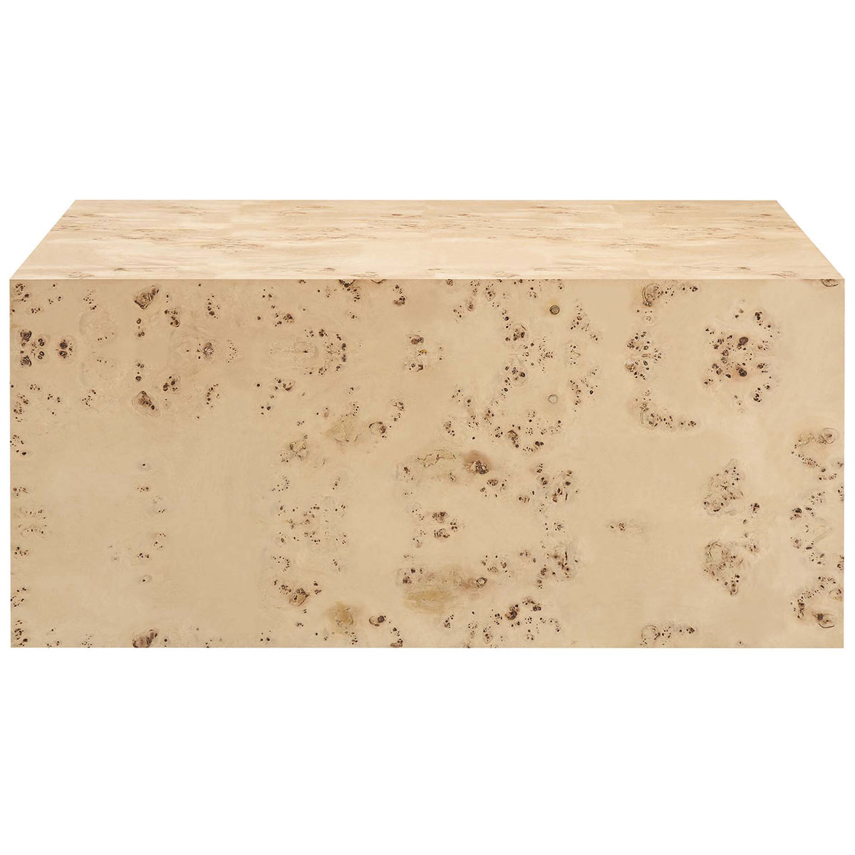 Clean-lined cube profile highlights the warm, organic burl wood pattern across every side || EEI-6272-NAB || front_studio