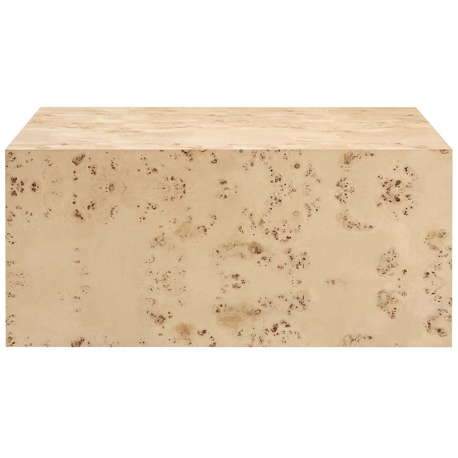 Clean-lined cube profile highlights the warm, organic burl wood pattern across every side || EEI-6272-NAB || front_studio