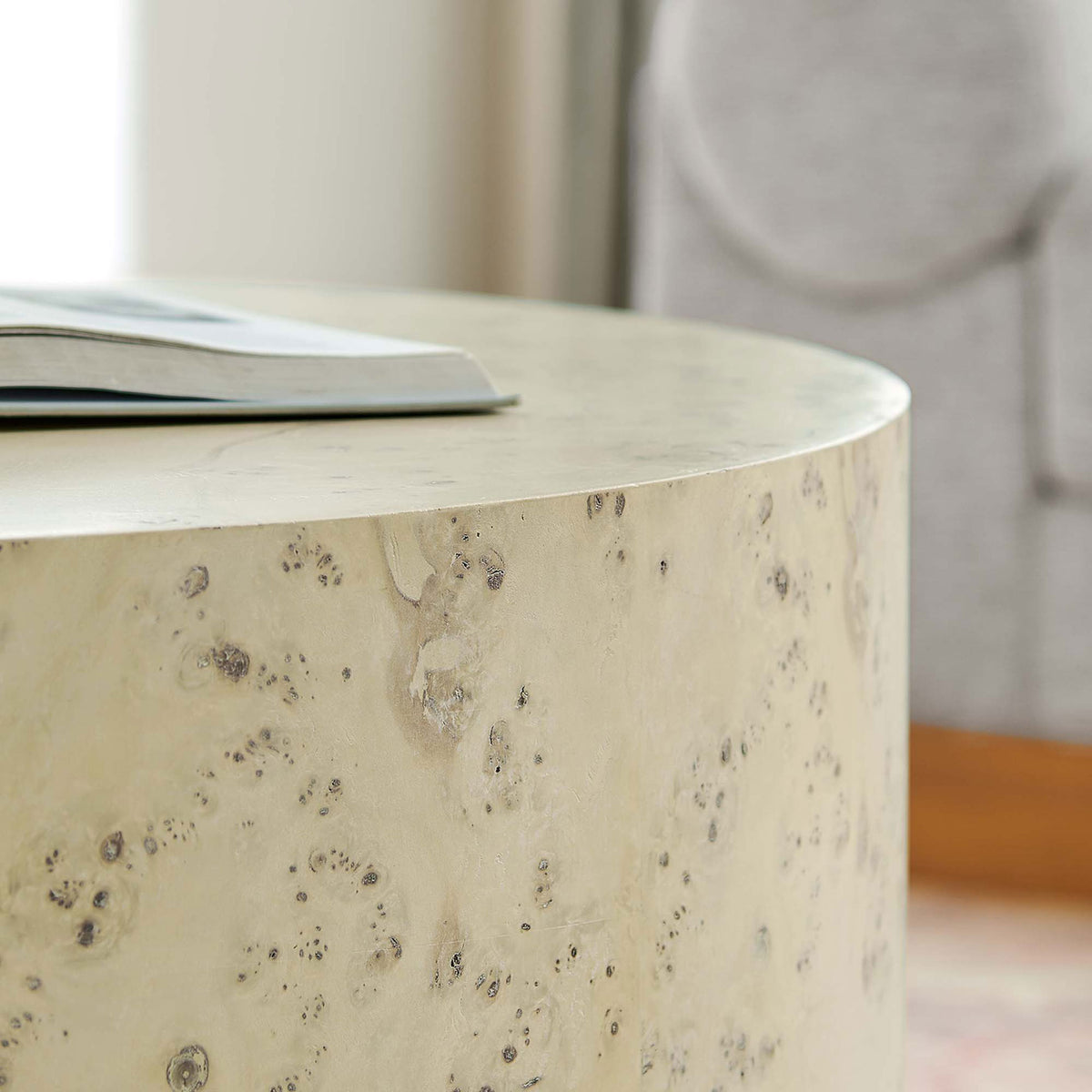 Soft bleached finish pairs effortlessly with neutral decor for a light, airy living room look || EEI-6274-BLB || detail_room