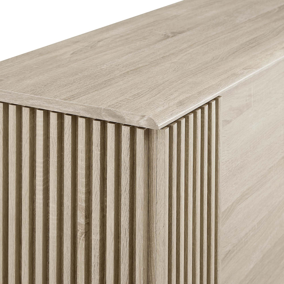 Oak sideboard top with slatted side panel and smooth rounded edge detailing || EEI-6278-OAK || detail_studio