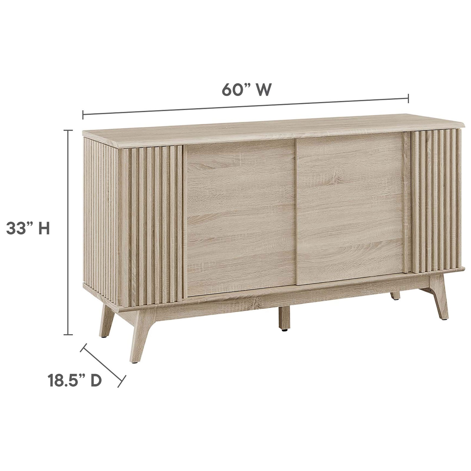 Dimension diagram of oak sideboard showing overall width, height, and depth measurements || EEI-6278-OAK || dimension_studio