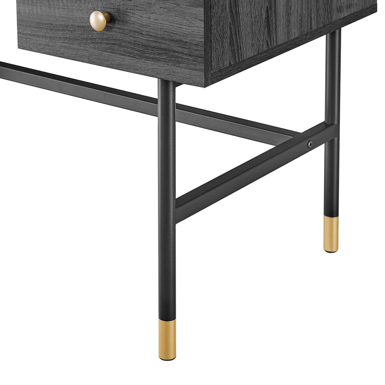 Gold-capped legs and a matte black frame add a touch of glam and everyday durability. || EEI-6284-BLK-CHA || leg_studio