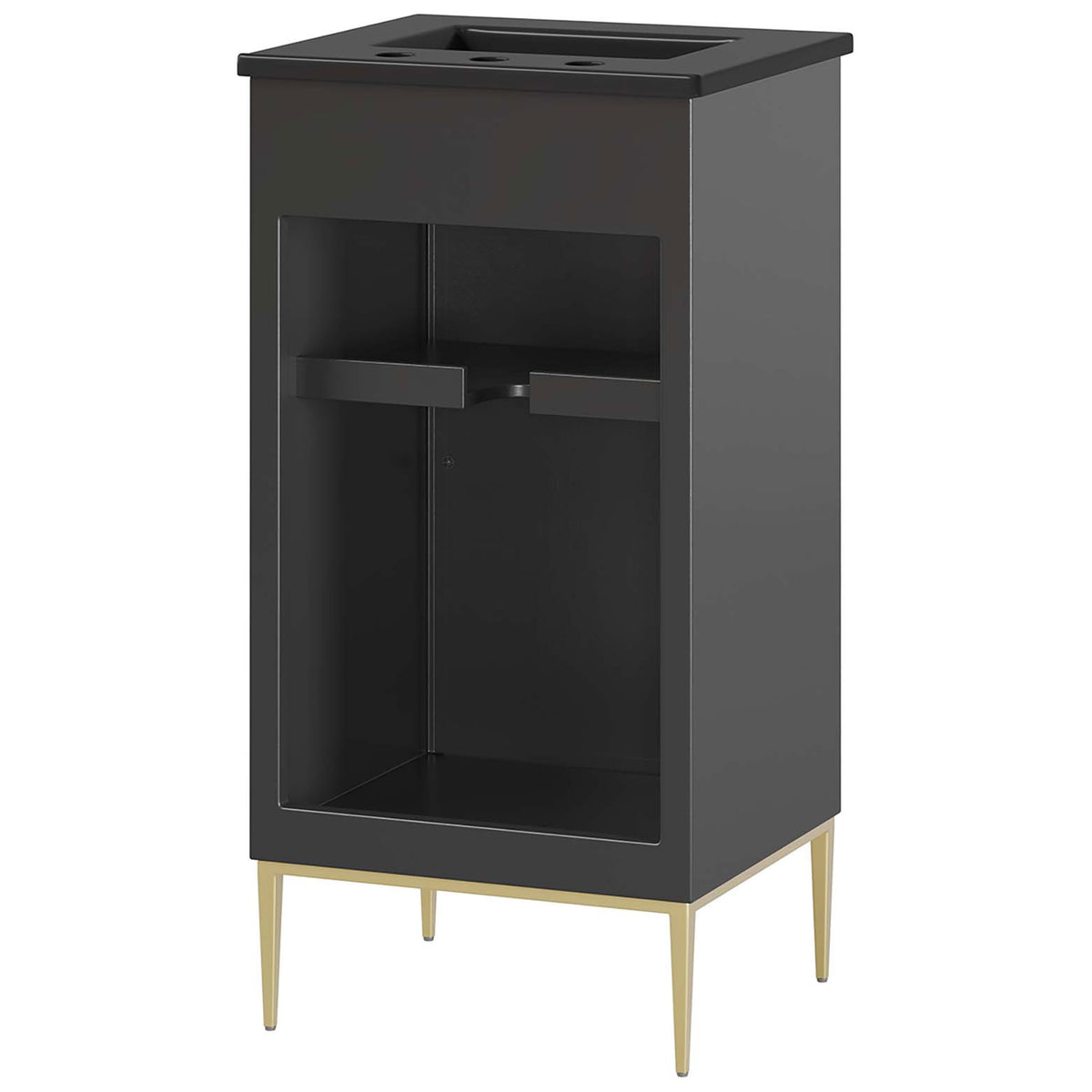 Open-back cabinet design with interior shelf space for straightforward plumbing access || EEI-6287-BLK-BLK || back_studio