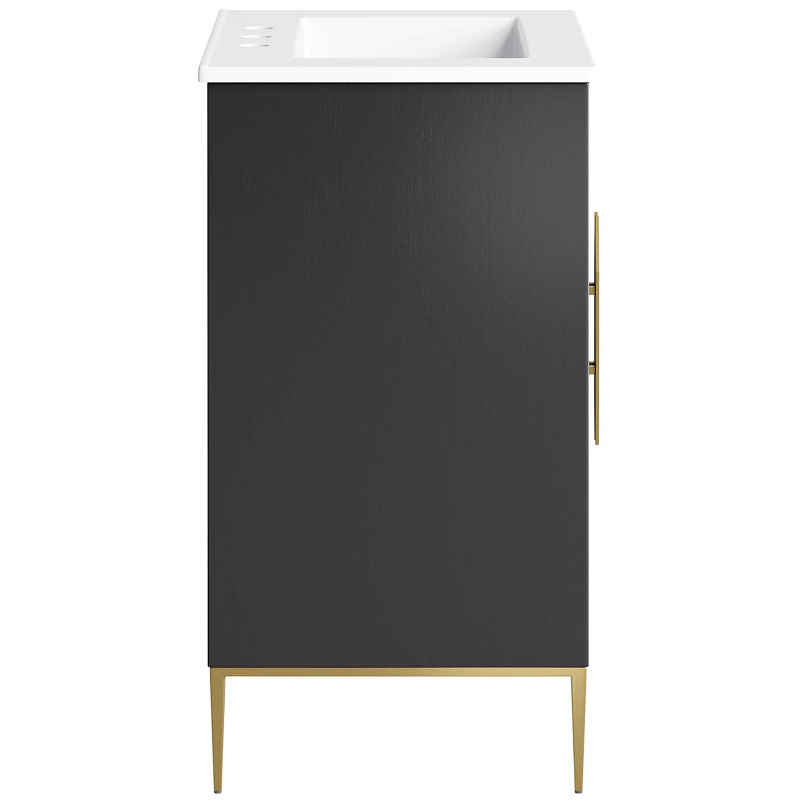 Sleek silhouette highlights the rich black finish and tapered metal base. || EEI-6289-WHI-BLK || side_studio
