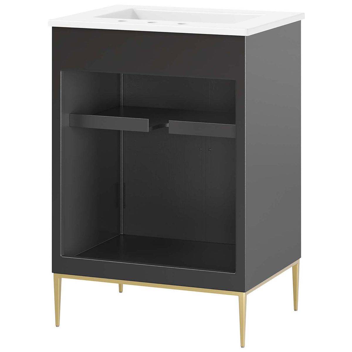 Plumb-ready back with wide access opening and sturdy frame support. || EEI-6289-WHI-BLK || back_studio