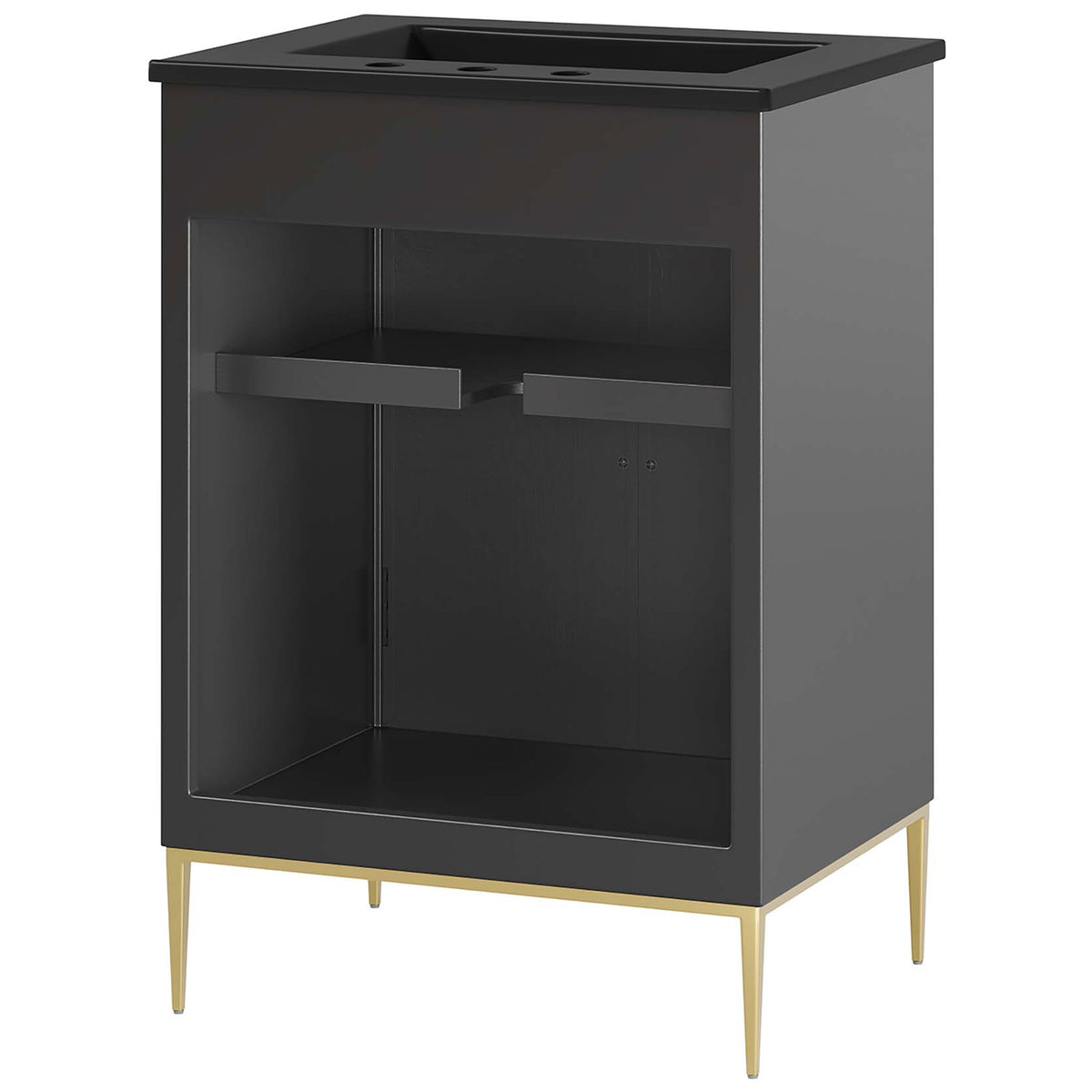 Rear plumbing cutout and sturdy frame make installation straightforward and secure || EEI-6291-BLK-BLK || back_angle_studio