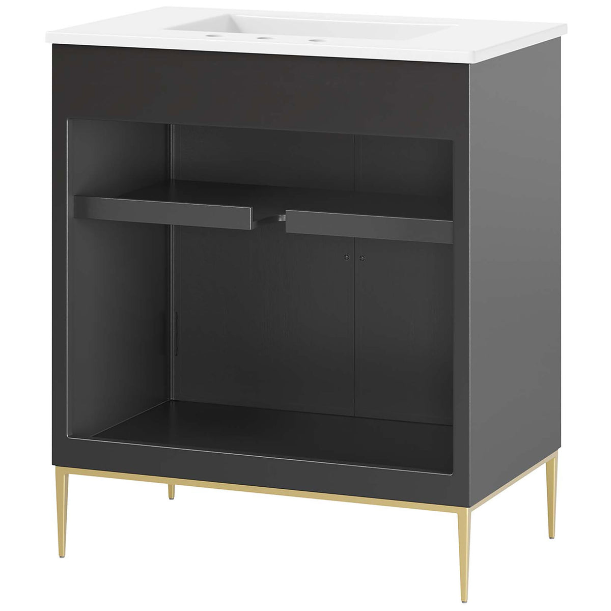 Engineered back panel simplifies plumbing with broad cutout access. || EEI-6293-WHI-BLK || back_studio