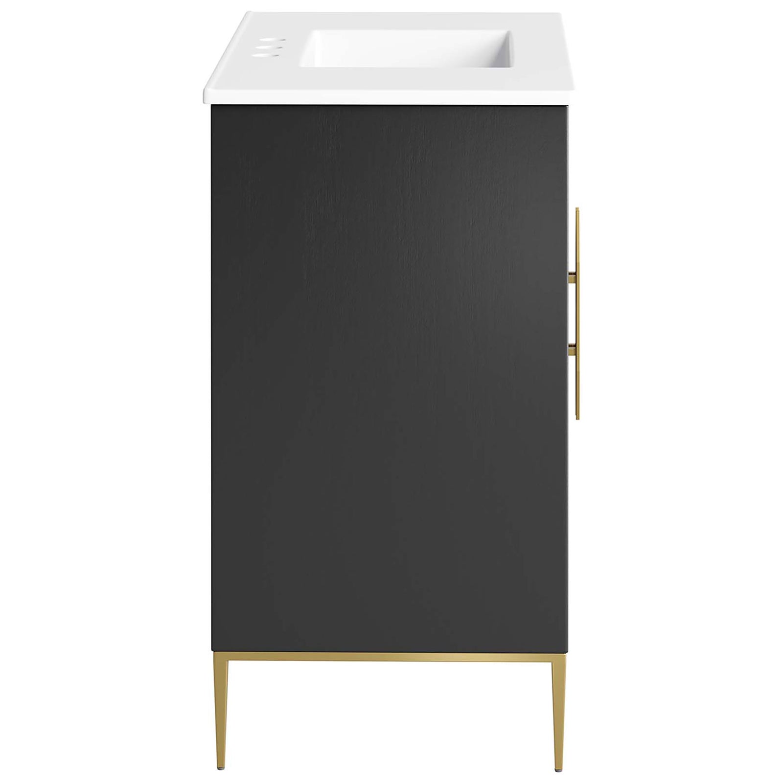 Streamlined side showcases the rich black finish and airy base. || EEI-6297-WHI-BLK || side_studio
