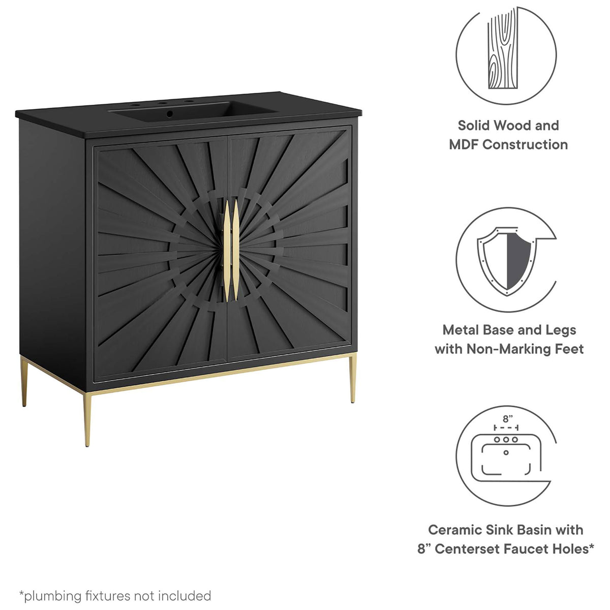 Quality materials and thoughtful details support long lasting performance || EEI-6299-BLK-BLK || callout_studio