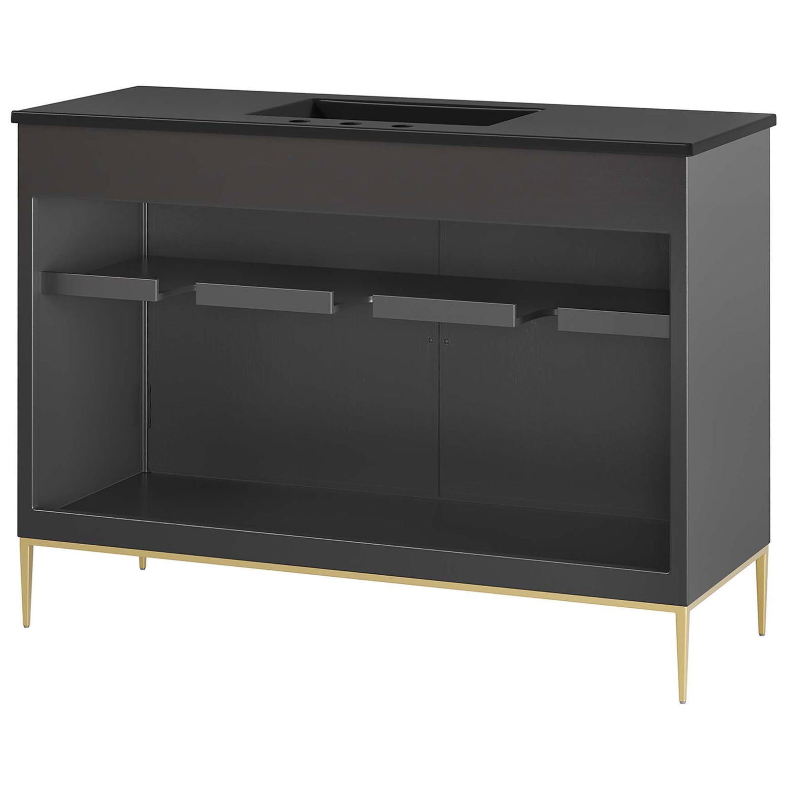 Full width service opening provides easy plumbing access || EEI-6303-BLK-BLK || back_angle_studio